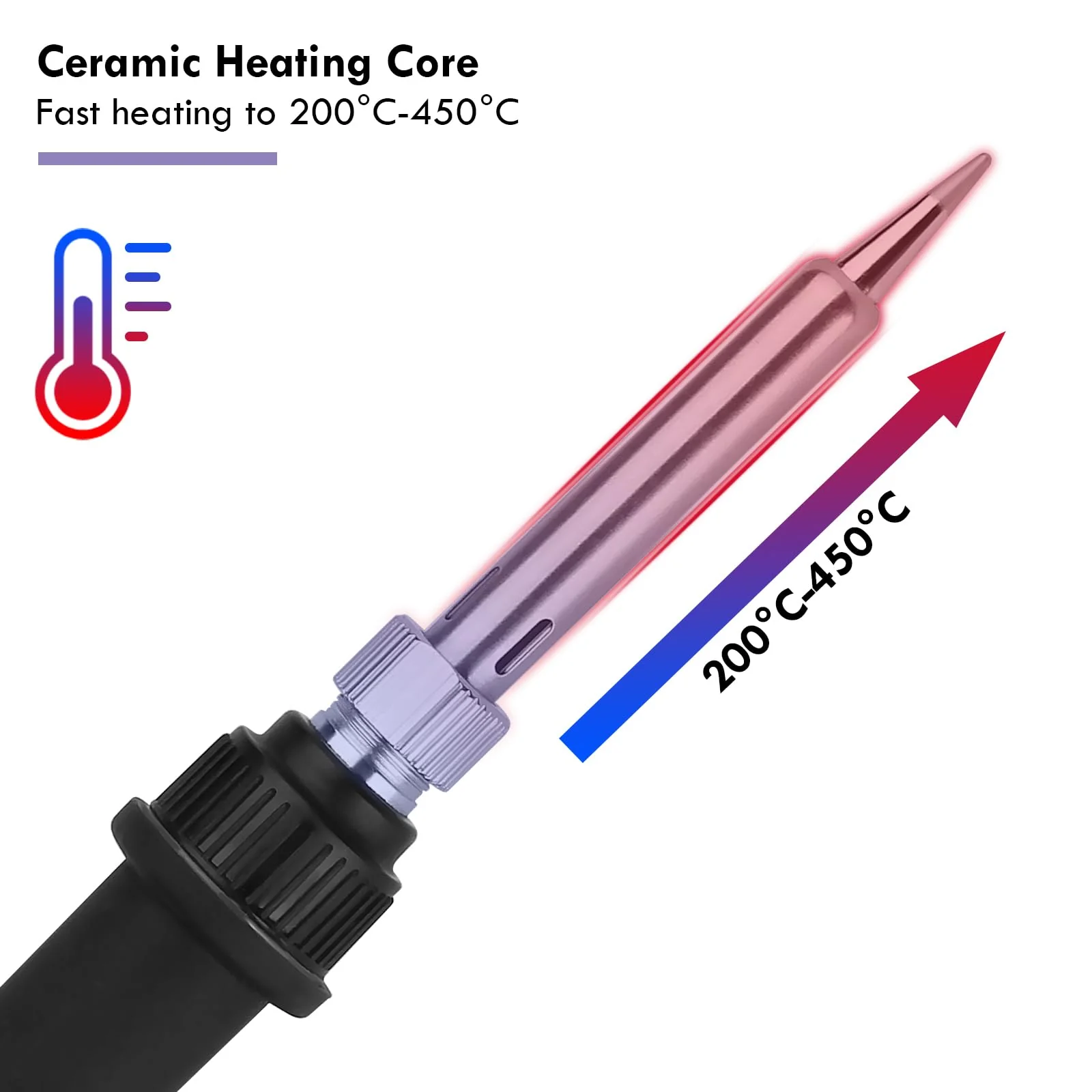 Sondiko Soldering Iron Set, 60 W/220 V Soldering Iron with Adjustable Temperature, On/Off Switch, 5 Interchangeable Tips for Soldering, Wood Engraving, Hot Cutting, Pyrography, Soldering Set for Sondiko 14-in-1 Soldering Iron Set - Image 5