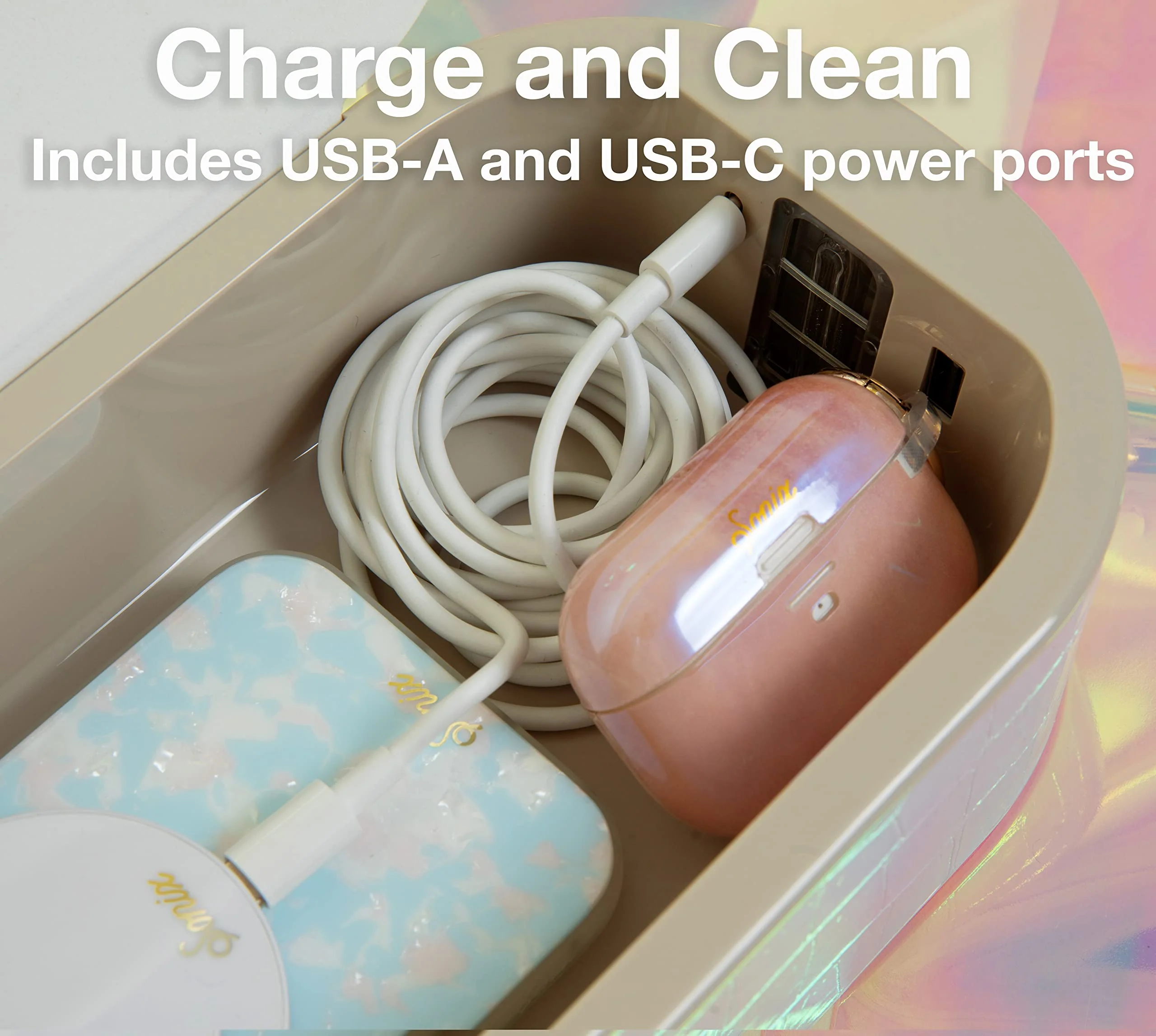 Sonix Beyond UV+O3 Sanitizer Box and Universal Charger UV and Ozone Disinfector for Phone, Mask, Makeup Brush, Nail Tool (Gold) Gold - Image 3