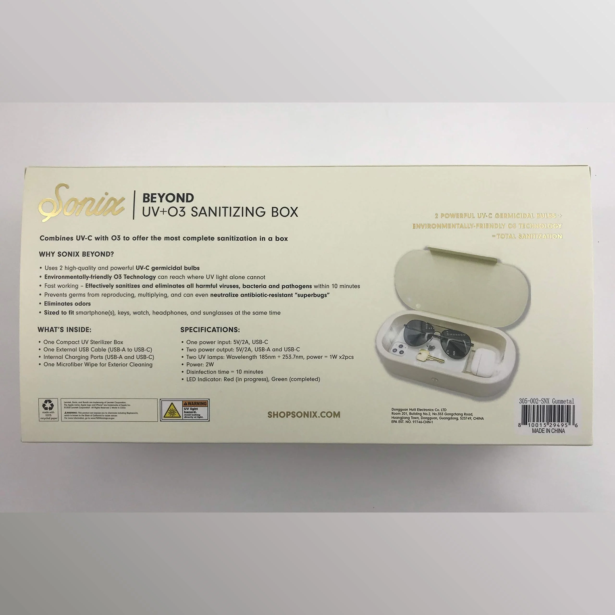 Sonix Beyond UV+O3 Sanitizer Box and Universal Charger UV and Ozone Disinfector for Phone, Mask, Makeup Brush, Nail Tool (Gold) Gold - Image 9