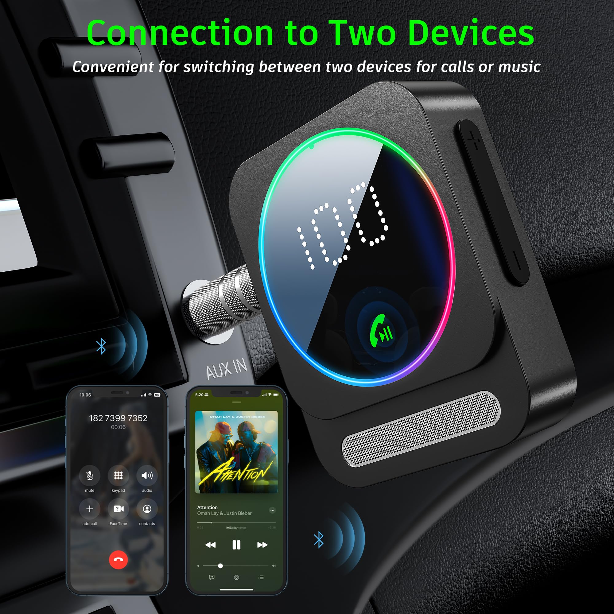 SONRU Bluetooth 5.3 Receiver for Car, Wireless Audio Adapter for Car/Home Stereo/Wired Headphones/Speaker, Bluetooth Aux Adapter, Dual AUX Outputs, RCA AUX 3.5mm Music Receiver Black - Image 7