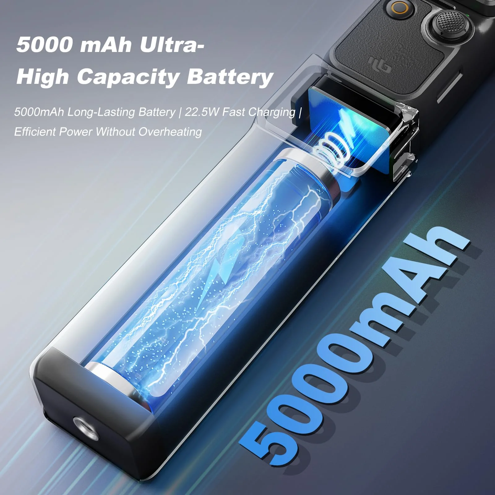 Soonpho 5000mAh Battery Handle for DJI Osmo Pocket 3,LED Digital Display,22.5W Fast Charging Battery Grip with 1/4" Thread for Vlogging,Travel,YouTube,Live Streaming Set B - Image 4