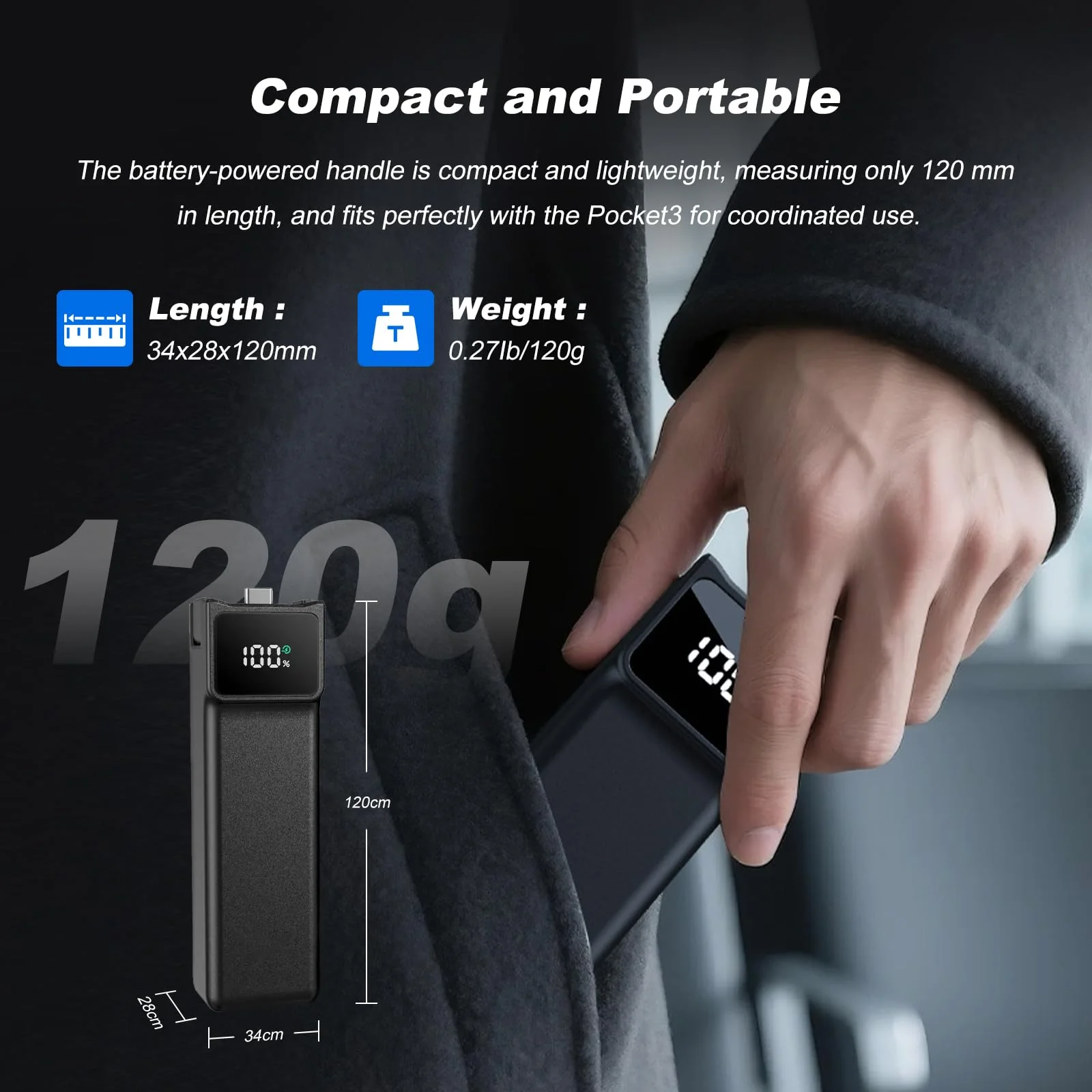 Soonpho 5000mAh Battery Handle for DJI Osmo Pocket 3,LED Digital Display,22.5W Fast Charging Battery Grip with 1/4" Thread for Vlogging,Travel,YouTube,Live Streaming Set B - Image 7