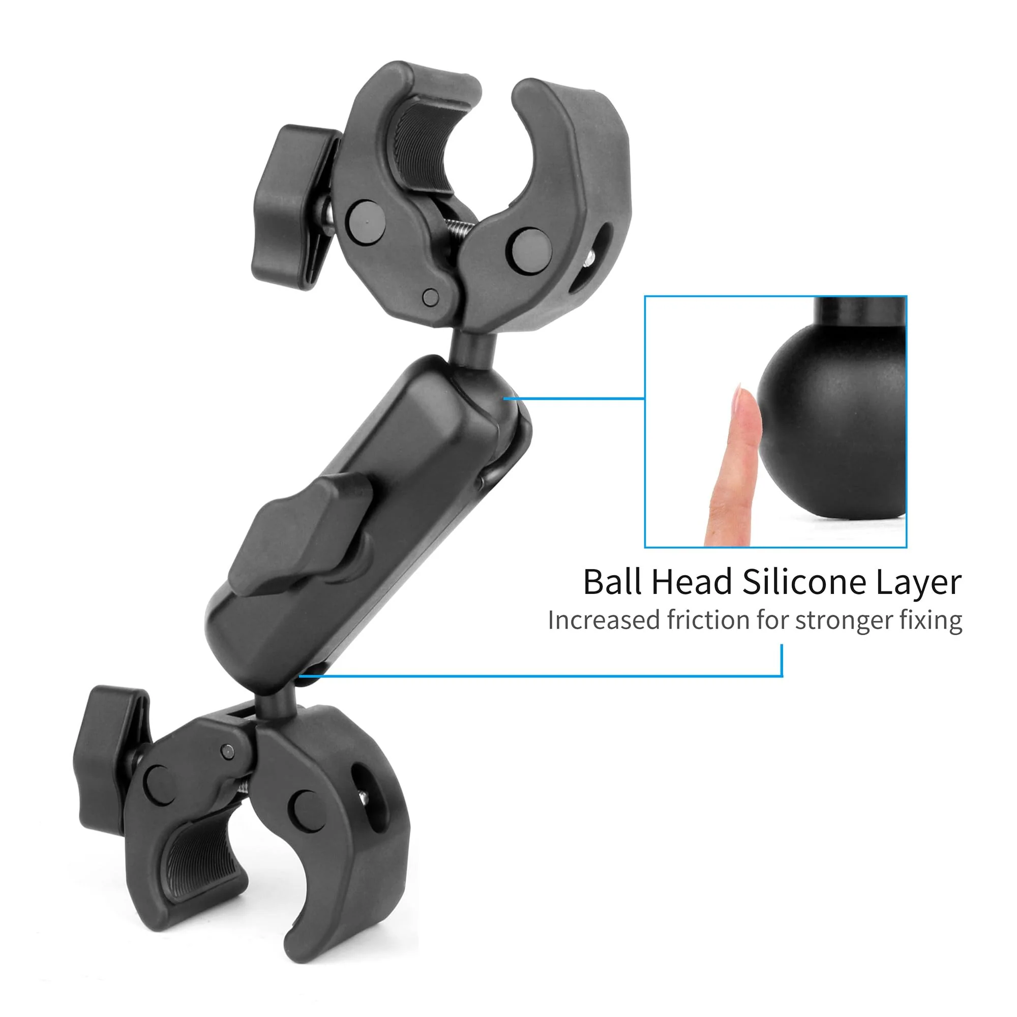 SOONSUN Double Super Clamp Camera Mount, Umbrella Clamp for Chair, Desk, Stroller, Wagons, Tripod, Pole, Light Stand, Cross Bar, Golf Cart, Motorcycle, Boom Stand, with 360° Magic Arm for Photography - Image 4