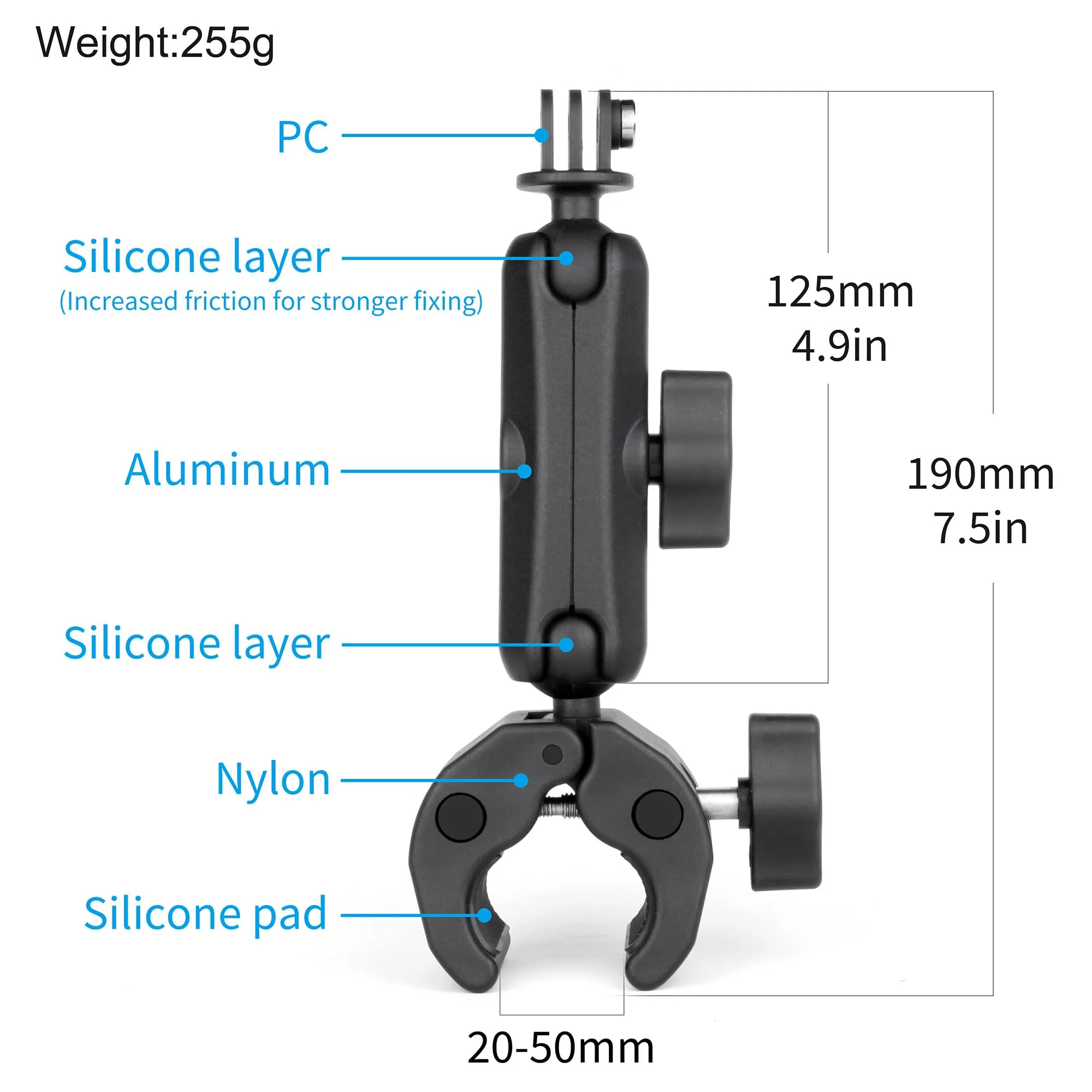 SOONSUN Super Clamp Mount with Dual 360° Ball Heads & Phone Holder, Heavy-Duty Camera Clamp Mount for GoPro Hero 13 12 11 10 9, Insta360, DJI Osmo, DSLR, Smartphones & Action Cameras - Image 2