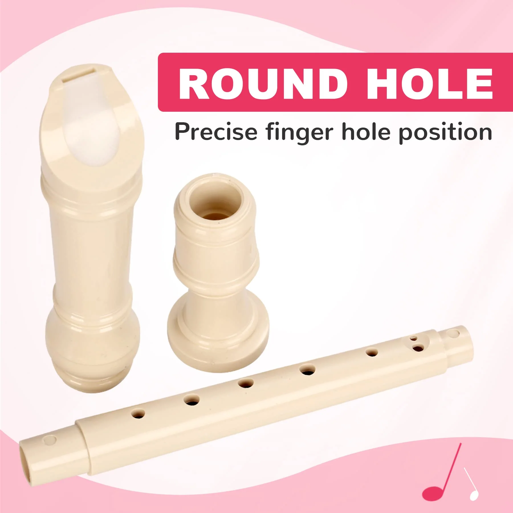 Soprano Recorder Instrument for Kids&Student - German Fingering 8 Hole Flute ABS Descant Recorders for Beginners with Cleaning Rod and Bag, Beige 8 hole German-style Beige (ABS) - Image 3