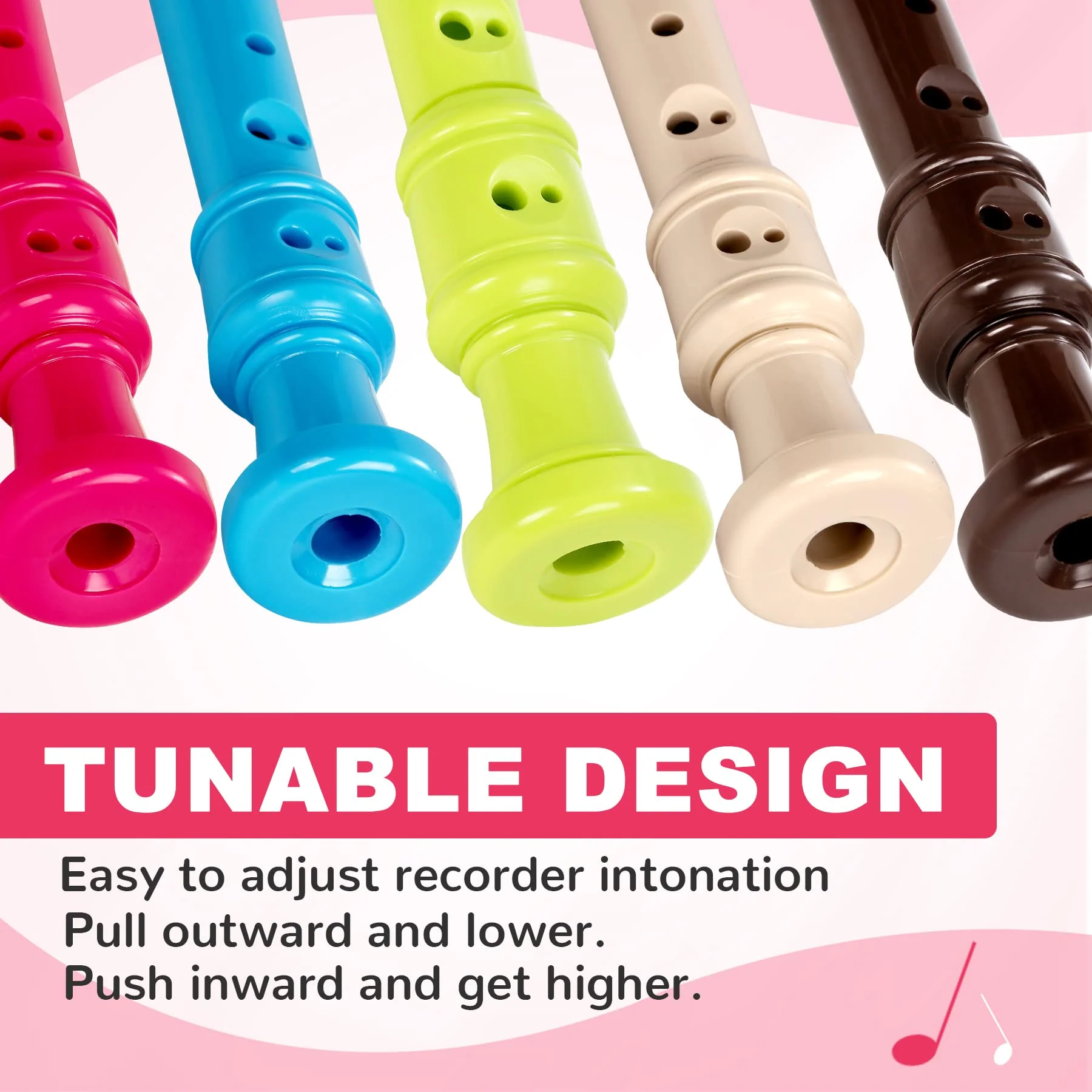 Soprano Recorder Instrument for Kids&Student - German Fingering 8 Hole Flute ABS Descant Recorders for Beginners with Cleaning Rod and Bag, Beige 8 hole German-style Beige (ABS) - Image 6