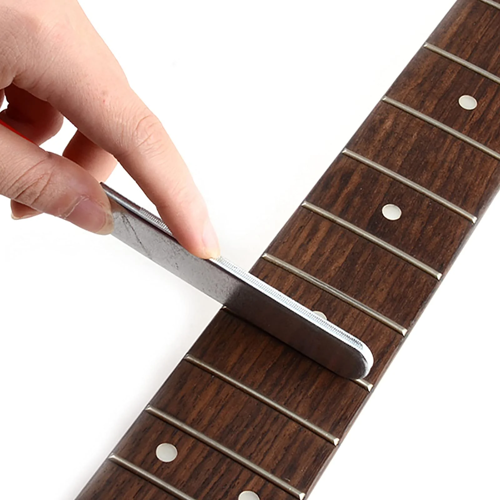 SOUJOY 17 Pieces Guitar Luthier Tool Set, Fret Rubber Hammer, Fret Crowning File, Fret Leveling Beam Sanding Leveler Beam, Fret Rocker, Fingerboard Guards, String Spreaders for Guitar Bass - Image 5