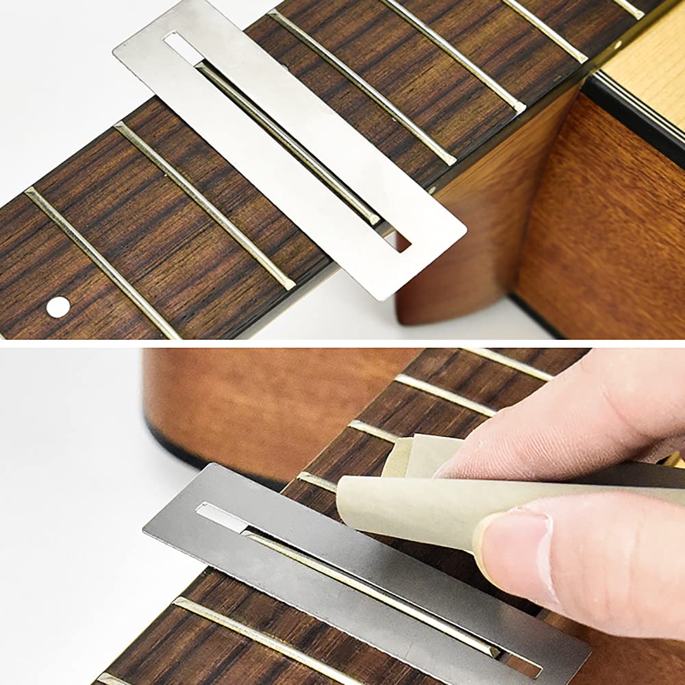SOUJOY 17 Pieces Guitar Luthier Tool Set, Fret Rubber Hammer, Fret Crowning File, Fret Leveling Beam Sanding Leveler Beam, Fret Rocker, Fingerboard Guards, String Spreaders for Guitar Bass - Image 7