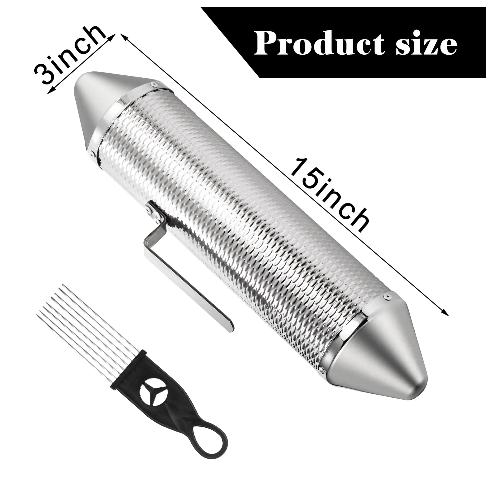 SOUJOY Guiro Instrument, Stainless Steel Guiro Shaker with 2 Scrapers, 15'' x 3'' Latin Percussion Instrument, Professional Band Accompaniment Sand Hammer for Musical Training - Image 2