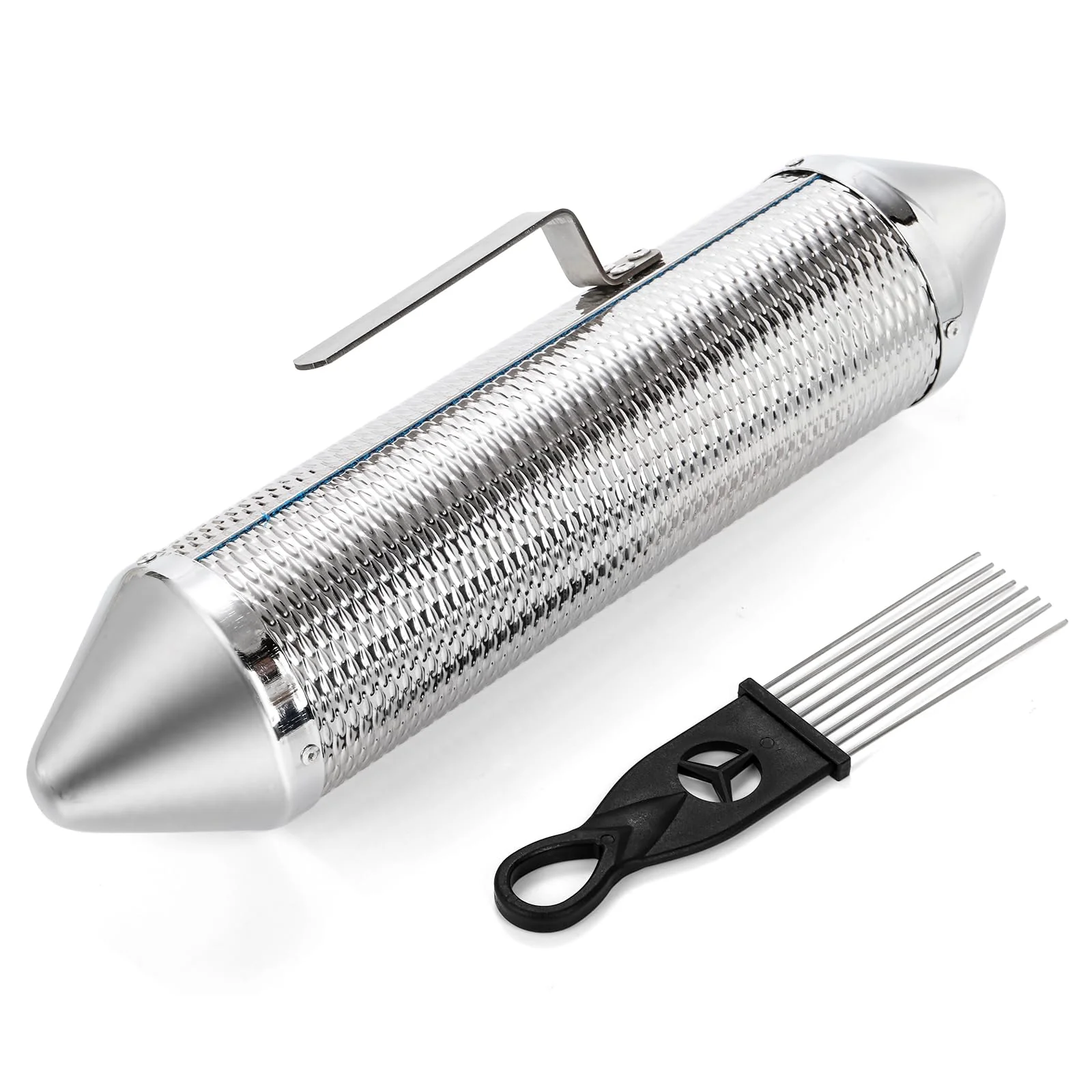 SOUJOY Guiro Instrument, Stainless Steel Guiro Shaker with 2 Scrapers, 15'' x 3'' Latin Percussion Instrument, Professional Band Accompaniment Sand Hammer for Musical Training - Image 4
