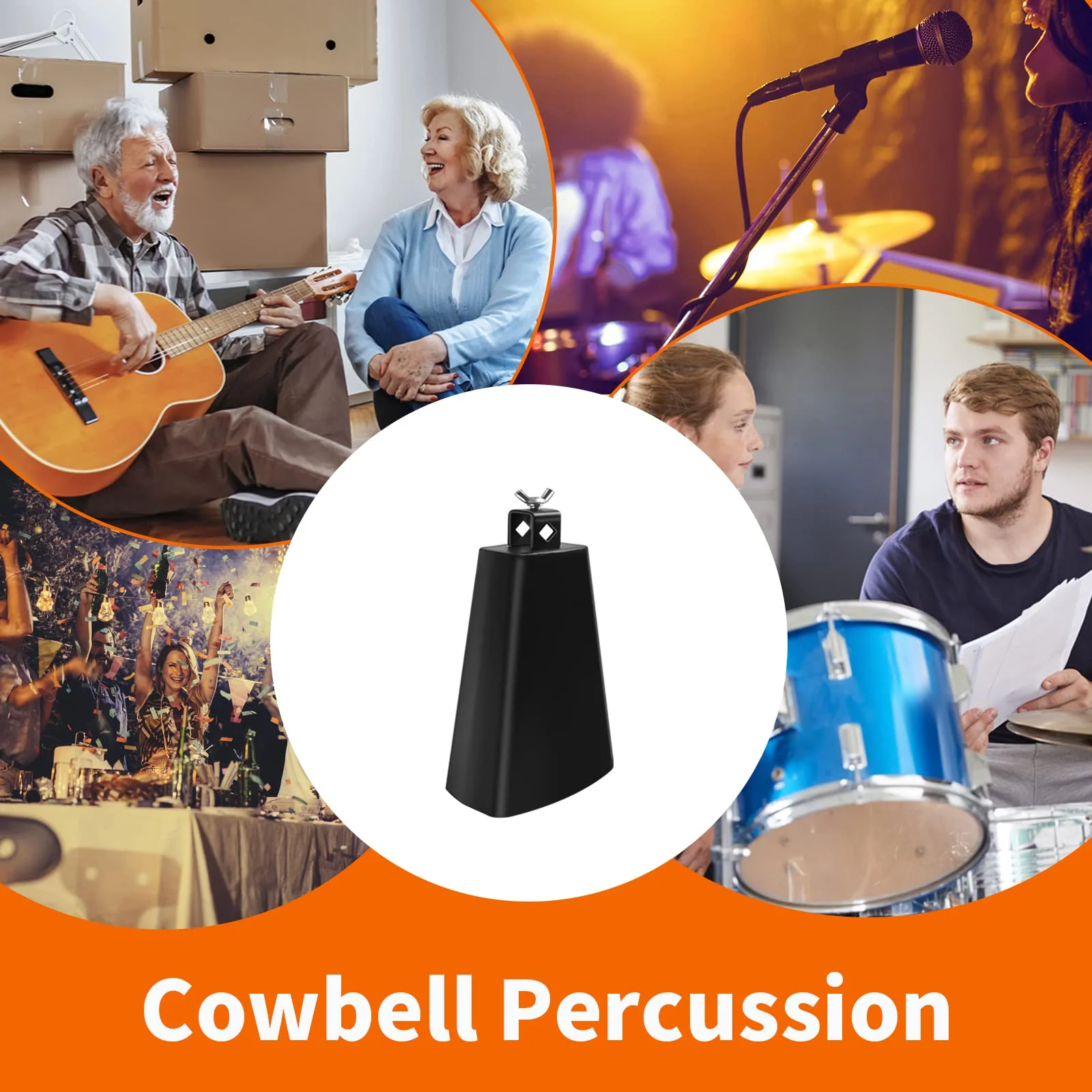 Soulmate Cowbell 5 inch Metal Steel Cow Bell Instrument Noise Makers Cowbell Hand Percussion Cow Bells with Handle Stick for Drumset 5” - Image 7
