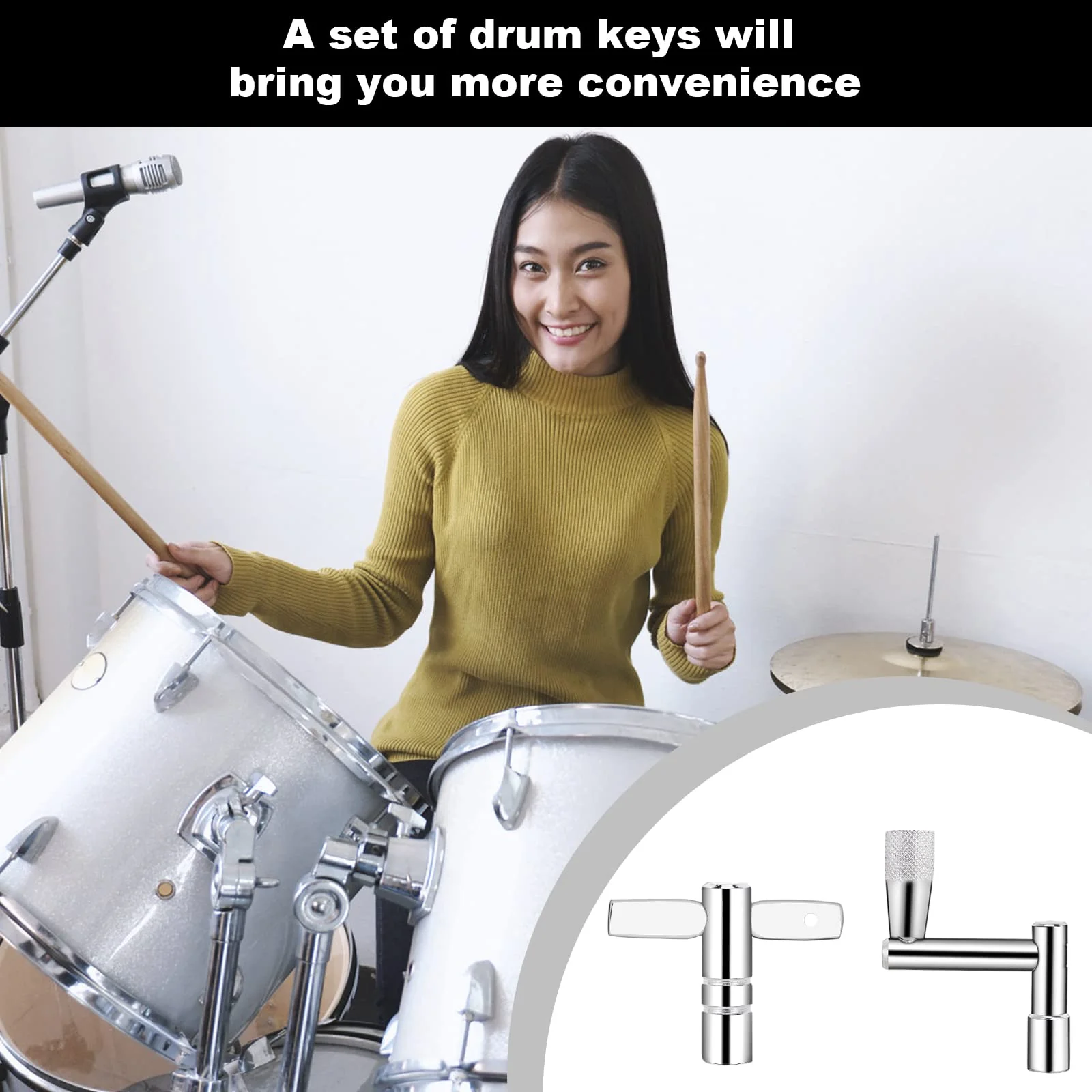 Soulmate Drum Keys 3-Pack Drum Tuner Drum Tuning Key with Continuous Motion Speed Key Percussion Hardware Tool With Hole, Universal Drum Key (Chrome-Plated Steel) 1+3 - Image 4