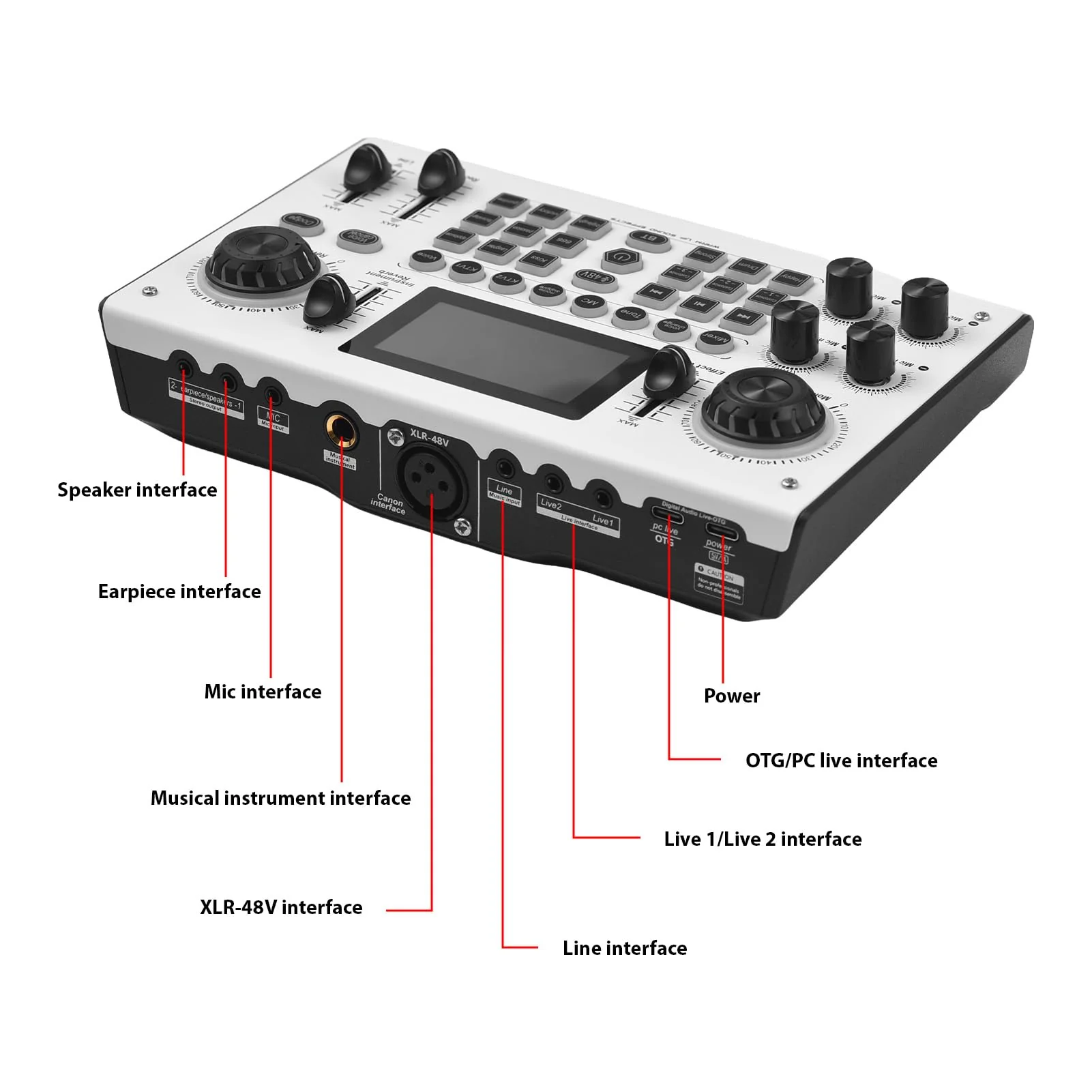 Sound Board Audio Mixer 48V Phantom Power Live Sound Card RGB Light BT Wireless Plug and Play for Live Streaming Podcasting Recording Content Create Gaming Rechargeable - Image 3