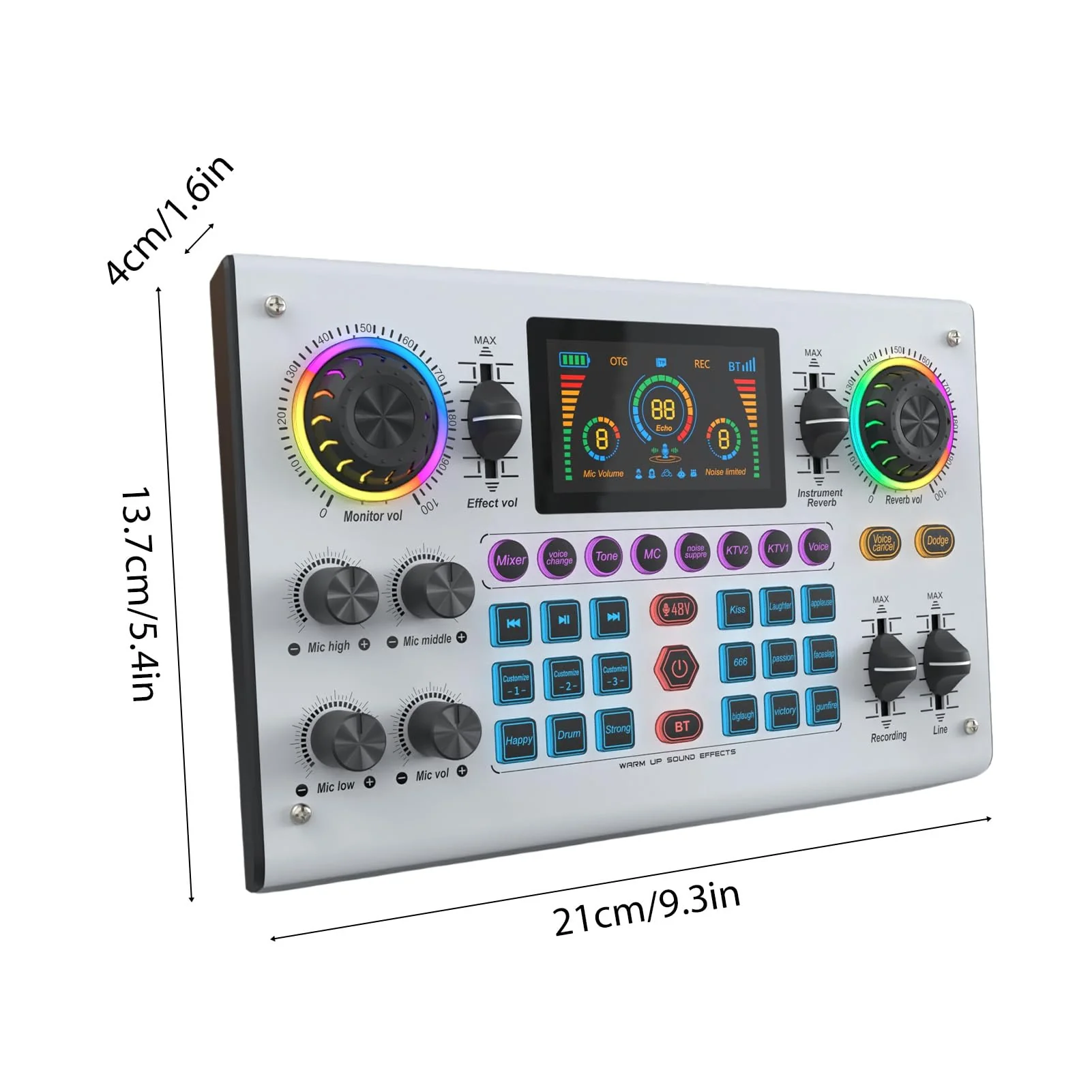 Sound Board Audio Mixer 48V Phantom Power Live Sound Card RGB Light BT Wireless Plug and Play for Live Streaming Podcasting Recording Content Create Gaming Rechargeable - Image 8