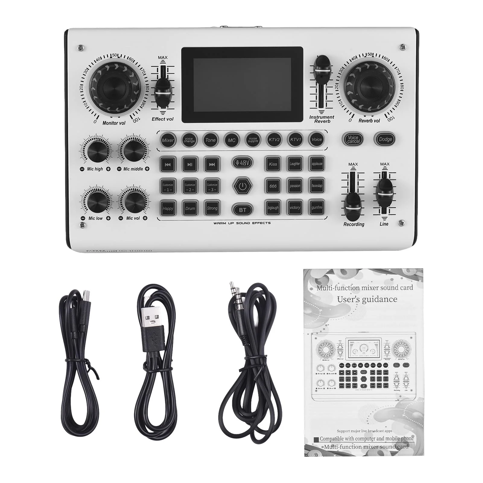 Sound Board Audio Mixer 48V Phantom Power Live Sound Card RGB Light BT Wireless Plug and Play for Live Streaming Podcasting Recording Content Create Gaming Rechargeable - Image 9