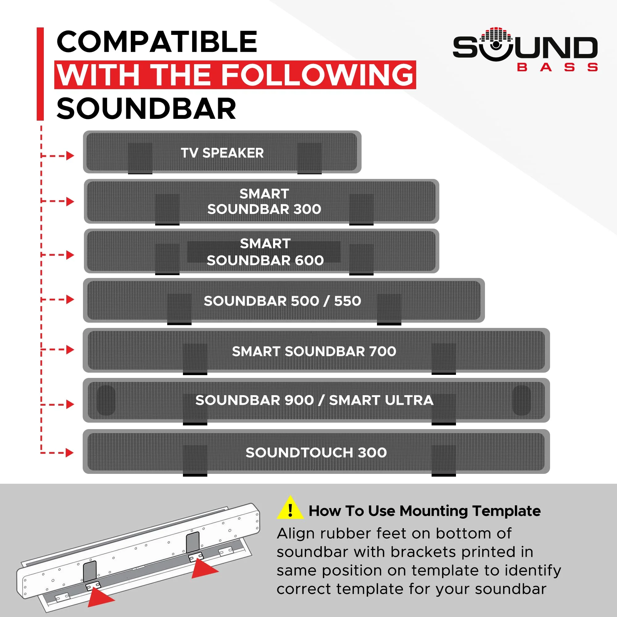 Soundbar 300/500/550/600/700/900/Ultra, TV Speaker Adjustable Wall Mount Kit, Black, for Bose Sound Bar Smart 300 500 550 600 700 900 Ultra Mounting Bracket - Image 2