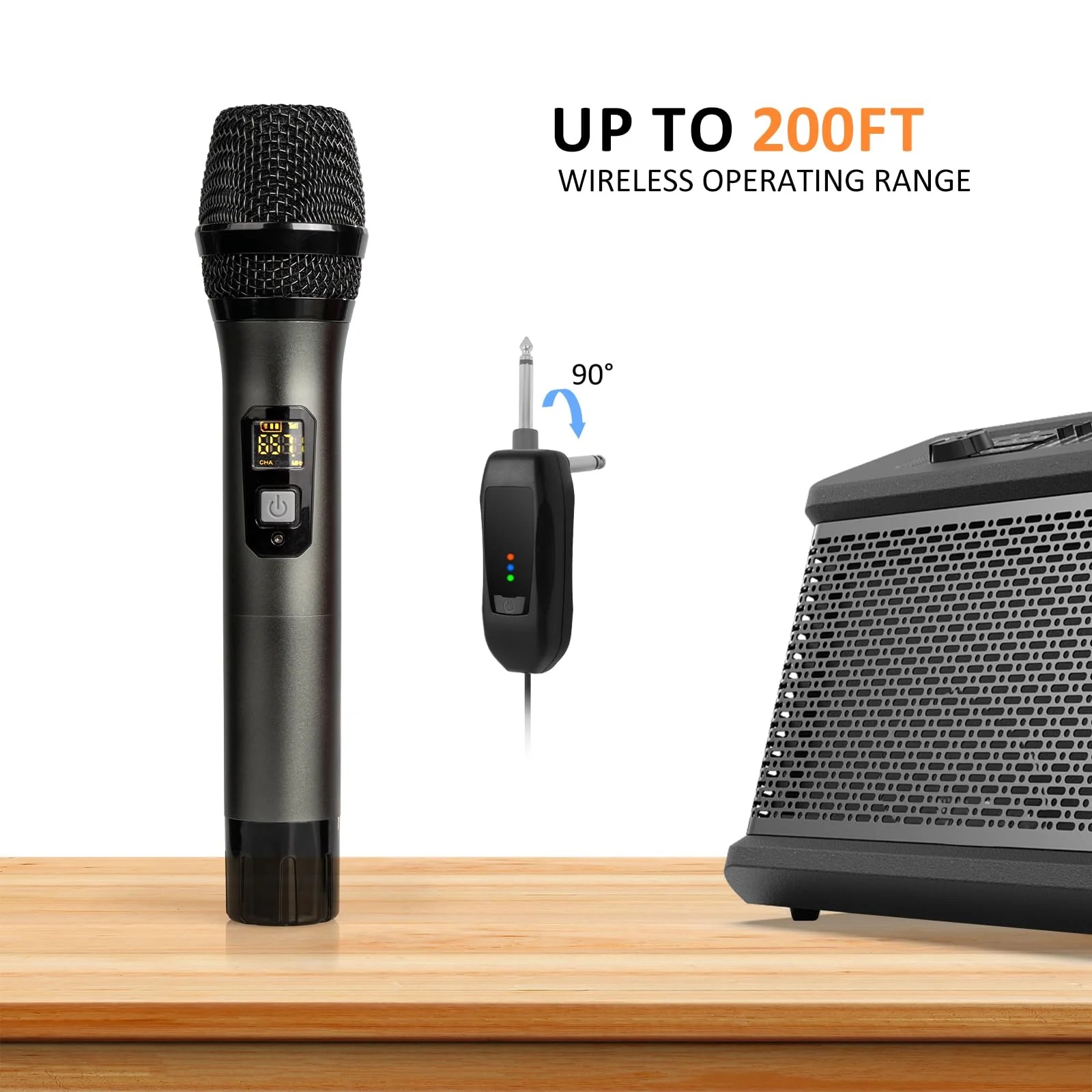 Soundgeek Wireless Microphone UHF Metal Dual Handheld Mic with Rechargeable Receiver 200ft Range, Microphone for Singing, Karaoke, Church, Speech, Wedding, Party Singing (1 Mics, Gray) 1 - Image 2