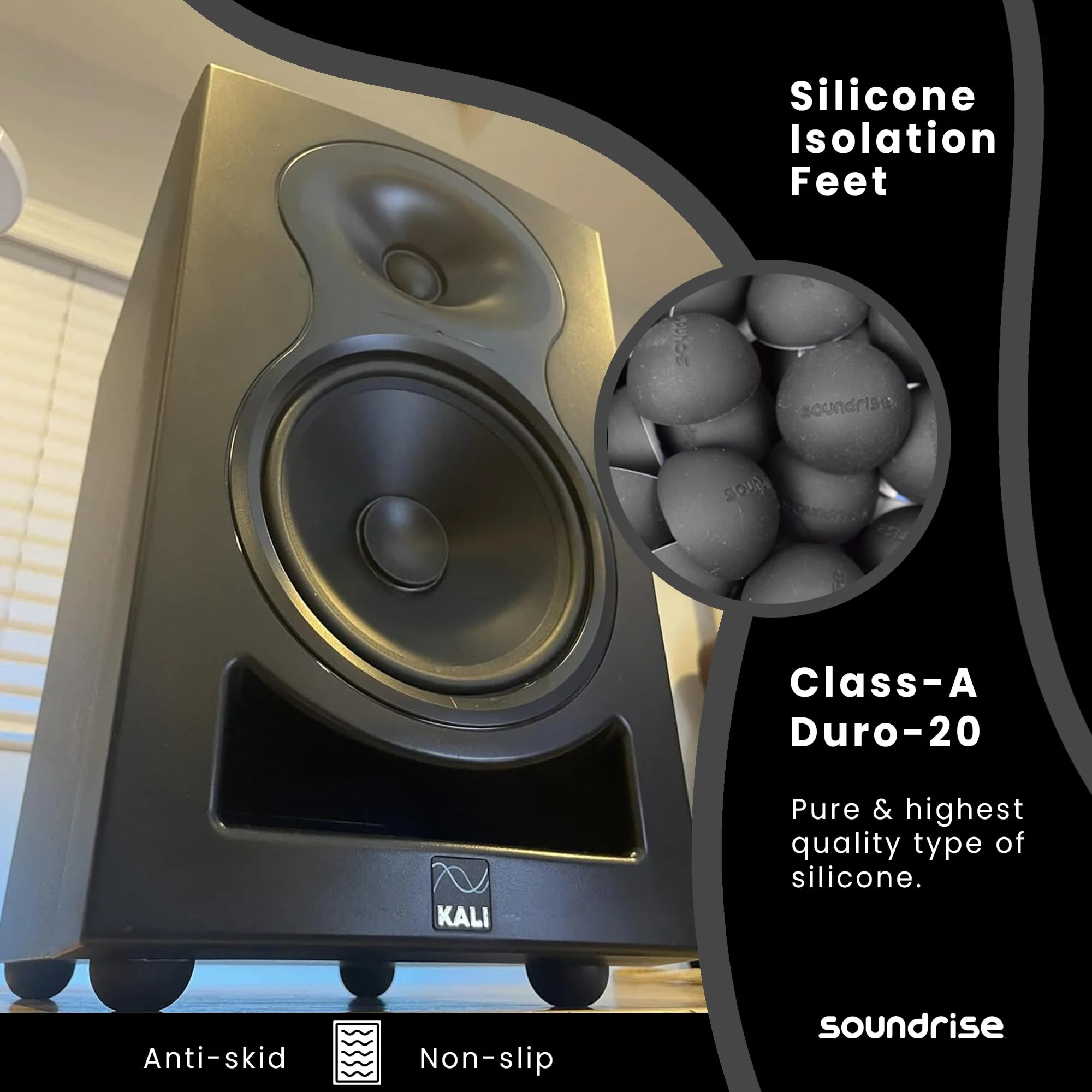 Soundrise DOMES Isolation Pads - Sound Dampening & Anti-Vibration Silicone Feet - Audio Isolation Feet for Subwoofers, Speakers & Turntables - Peel & Stick, Durable Class-A Silicone, Non-Slip (8-Pack) 8-Pack - Image 3