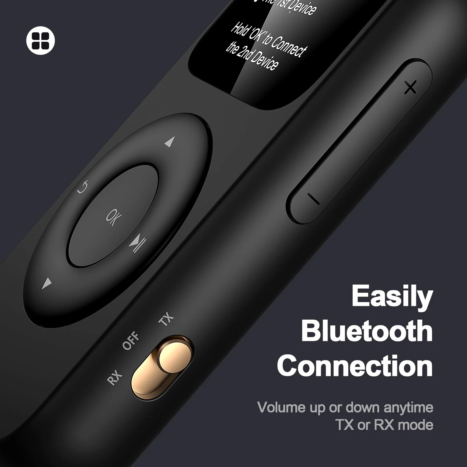 SoundSync Pro Bluetooth Transmitter & Receiver for Airplane, Easy Setup Bluetooth Audio Transceiver for 2 BT Devices, Volume Control, RCA for TV Black - Image 5