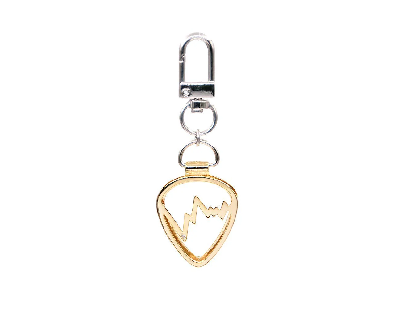 Soundwave Shaped Guitar Pick Holder Keychain for Guitarists (Gold) Gold - Image 3
