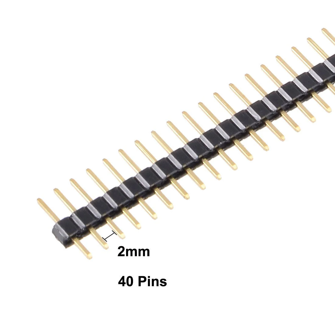 sourcing map 2 mm Pitch 40P Single Row Straight Connector Pin Strip for Prototype Shield Pack of 10 - Image 3