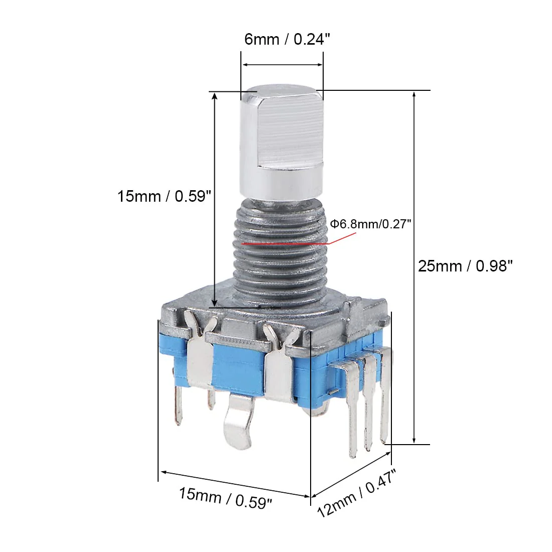 sourcing map 360 Degree Rotary Encoder Code Switch Digital EC11 7 Pins 15 mm D-Shaft Pack of 2 - Image 3