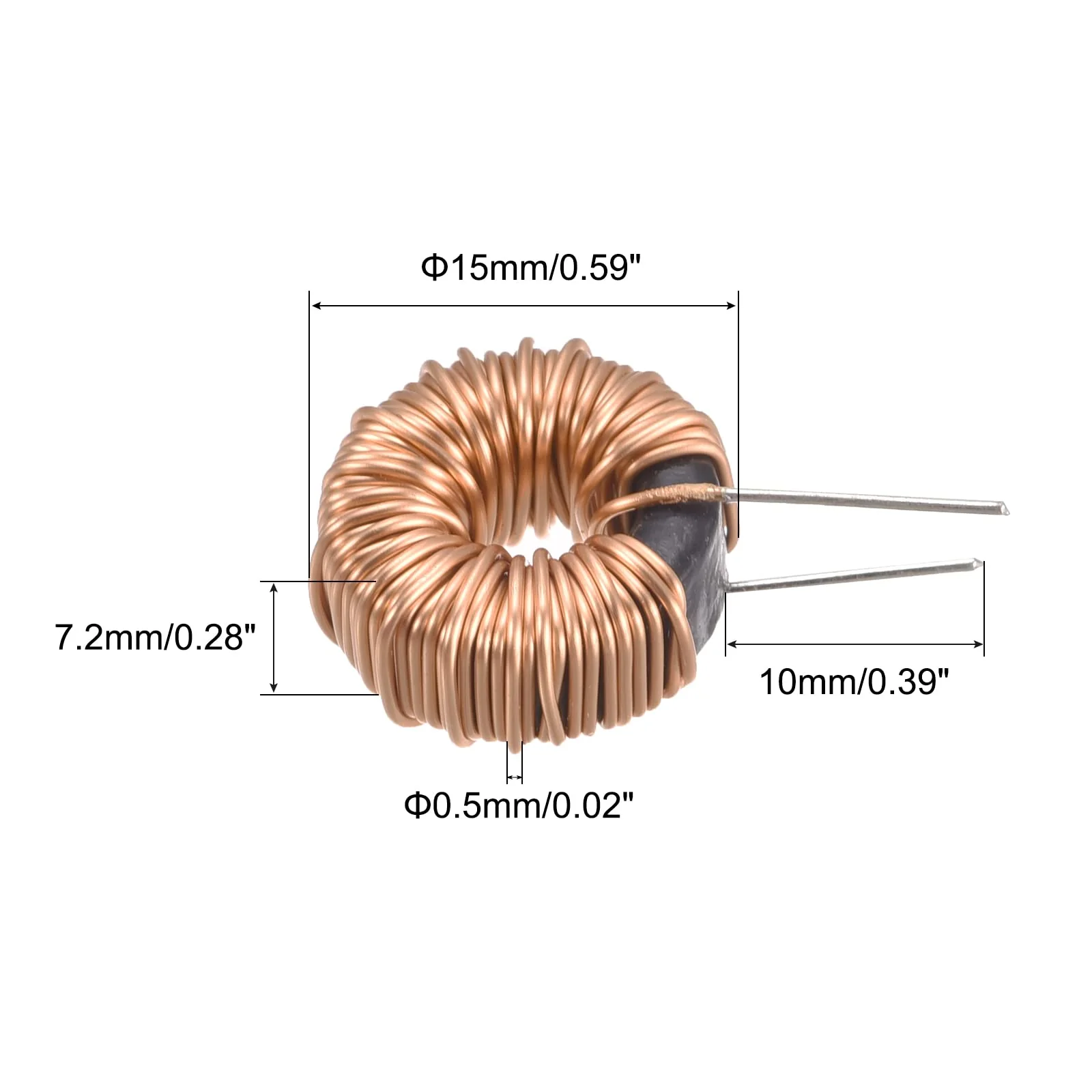 sourcing map 5x Toroidal Core Inductor Copper Coil Magnetic Inductance 330uH 3A for DIY Board - Image 2