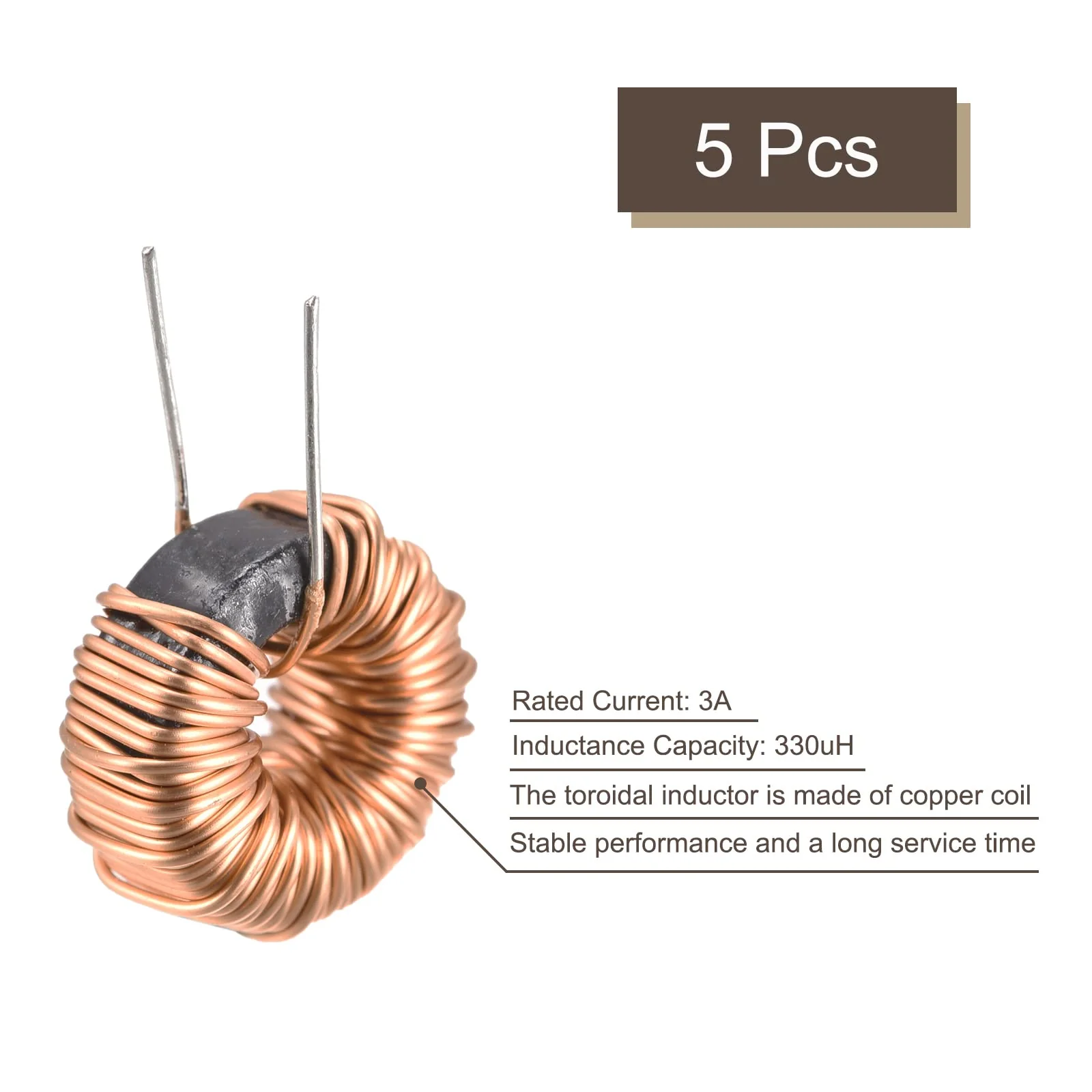 sourcing map 5x Toroidal Core Inductor Copper Coil Magnetic Inductance 330uH 3A for DIY Board - Image 3