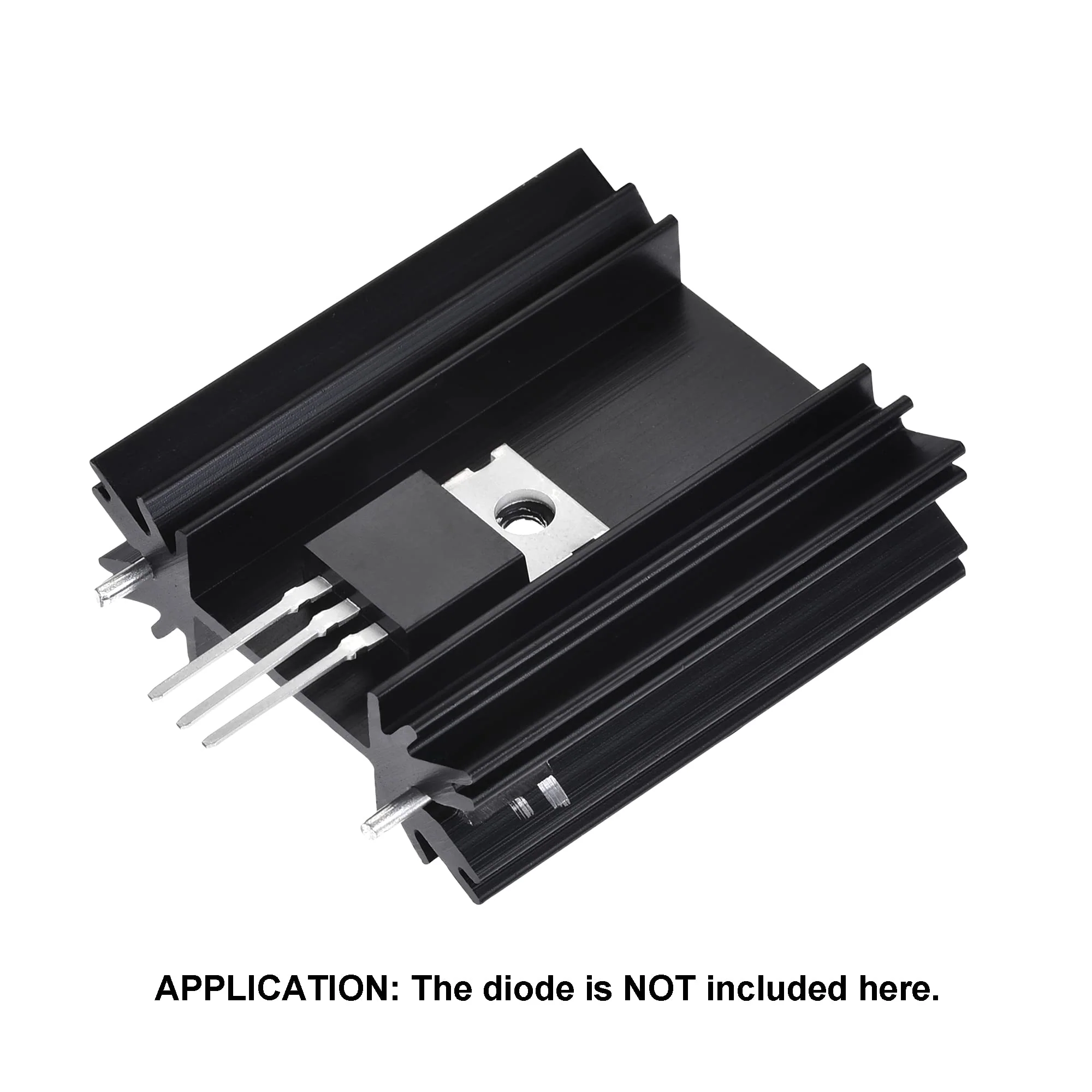 sourcing map 6pcs 34mm x 25mm x 12mm TO-220 Aluminum Heat Sink for Cooling Transistor Diodes with 2 Support Pins Black - Image 4