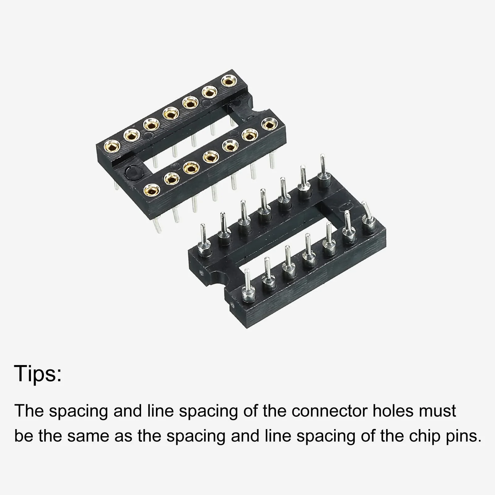 sourcing map DIP IC Chip Socket Adapter Flat Pin 14P 2.54mm Pitch IC Socket for PCB Board Chip 10 Pack - Image 4
