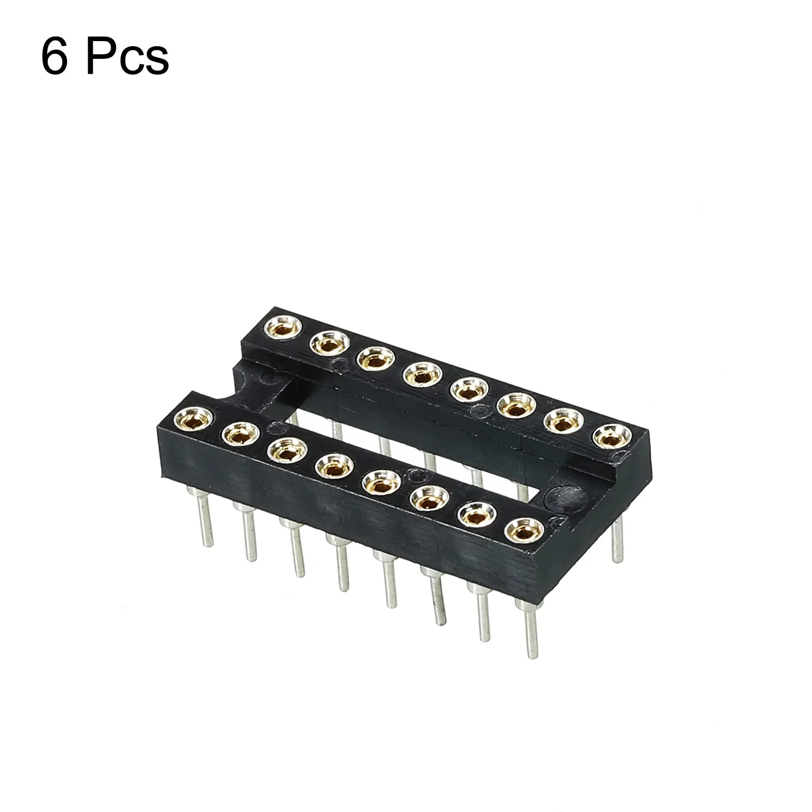 sourcing map DIP IC Chip Socket Adapter Flat Pin 16P 2.54 mm Pitch IC Socket for PCB Board Chip, 6 Pack - Image 3