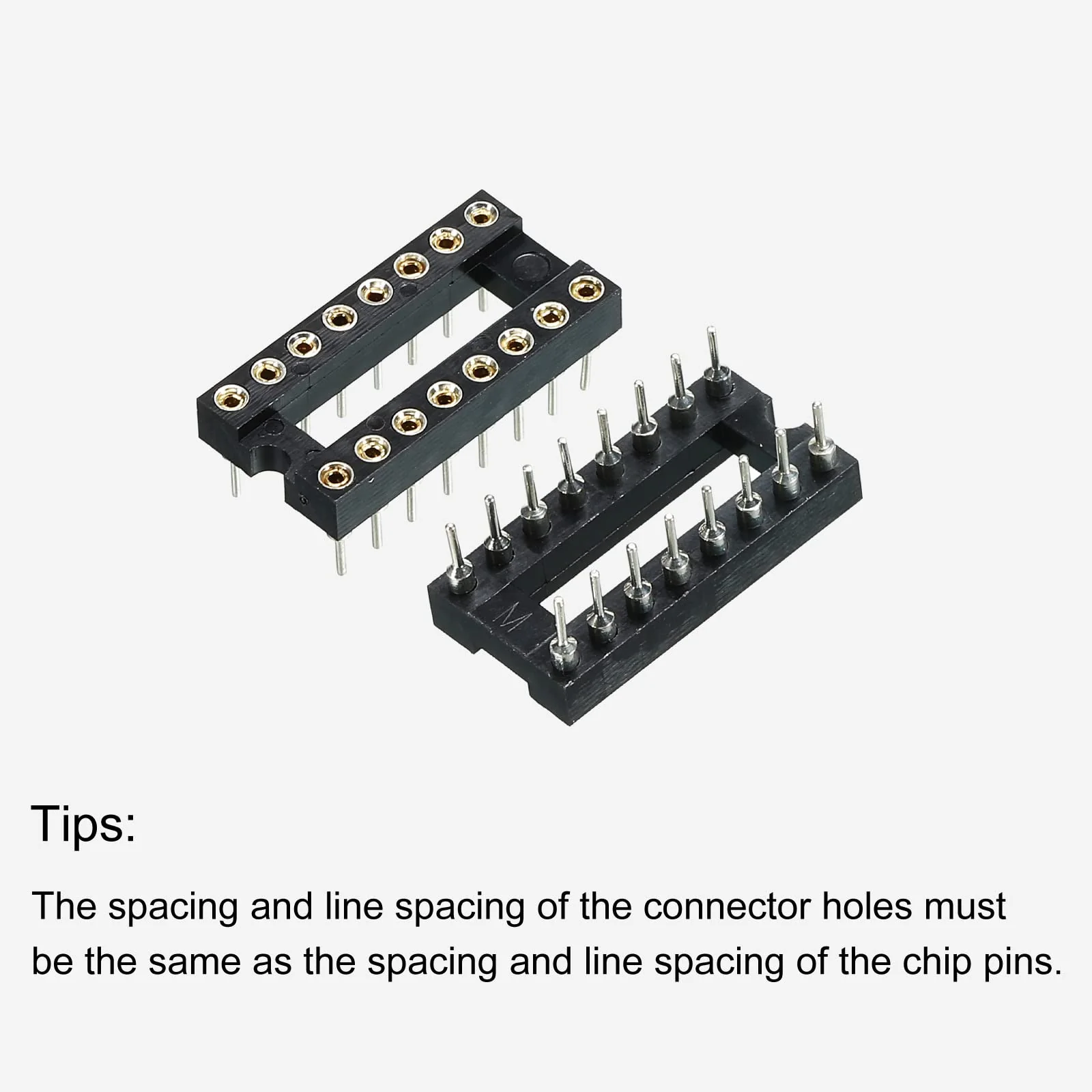 sourcing map DIP IC Chip Socket Adapter Flat Pin 16P 2.54 mm Pitch IC Socket for PCB Board Chip, 6 Pack - Image 4