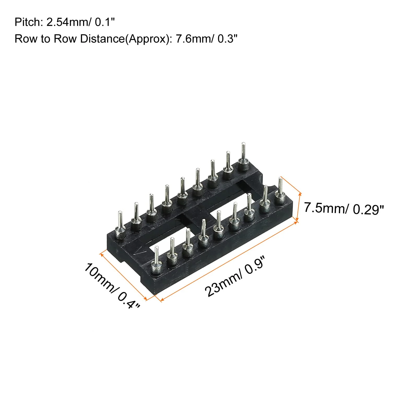 sourcing map DIP IC Chip Socket Adapter Flat Pin 18P 2.54mm Pitch IC Socket for PCB Board Chip 10 Pack - Image 2
