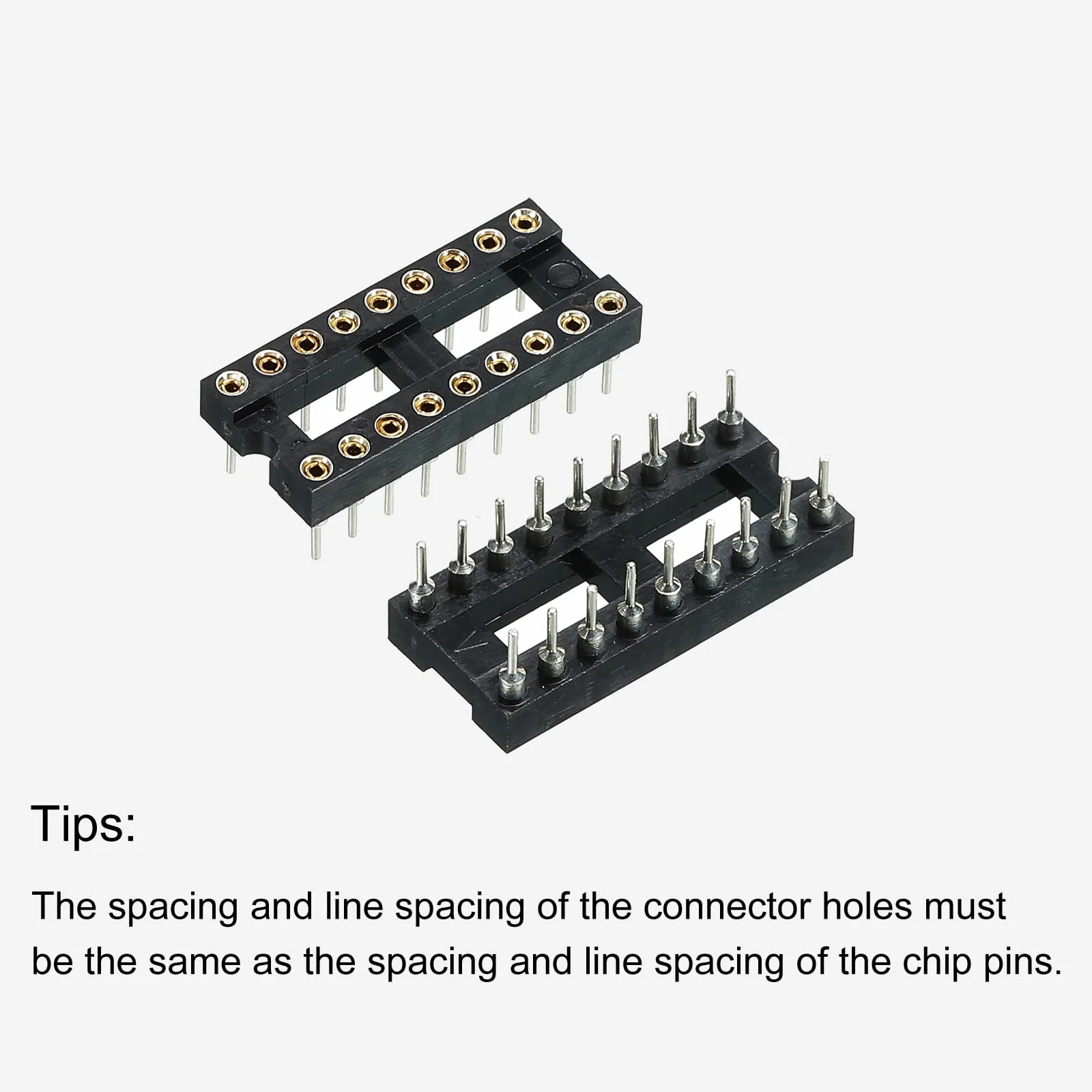sourcing map DIP IC Chip Socket Adapter Flat Pin 18P 2.54mm Pitch IC Socket for PCB Board Chip 10 Pack - Image 4