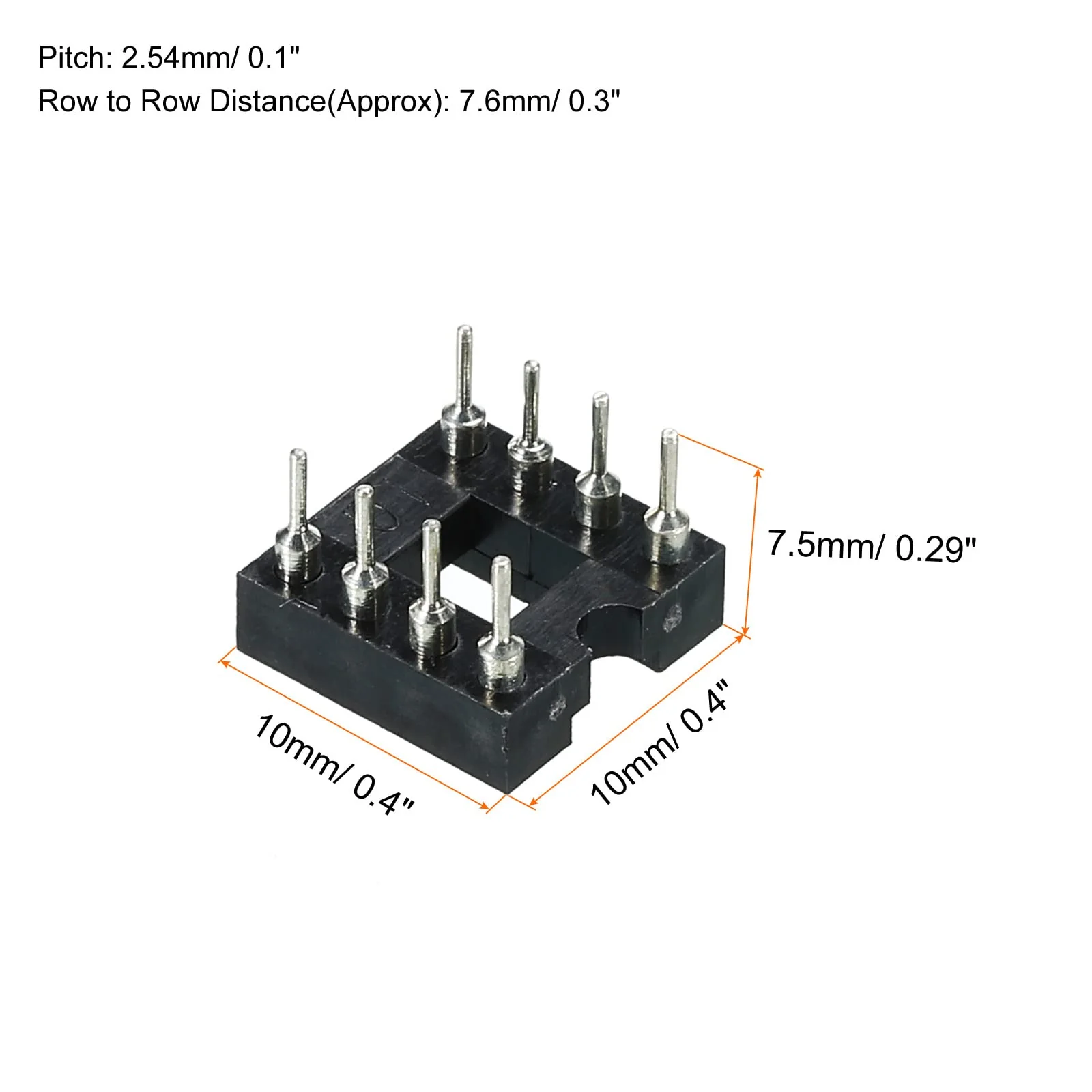 sourcing map DIP IC Chip Socket Adapter Flat Pin 8P 2.54 mm Pitch IC Socket for PCB Board Chip, 6 Pack - Image 2