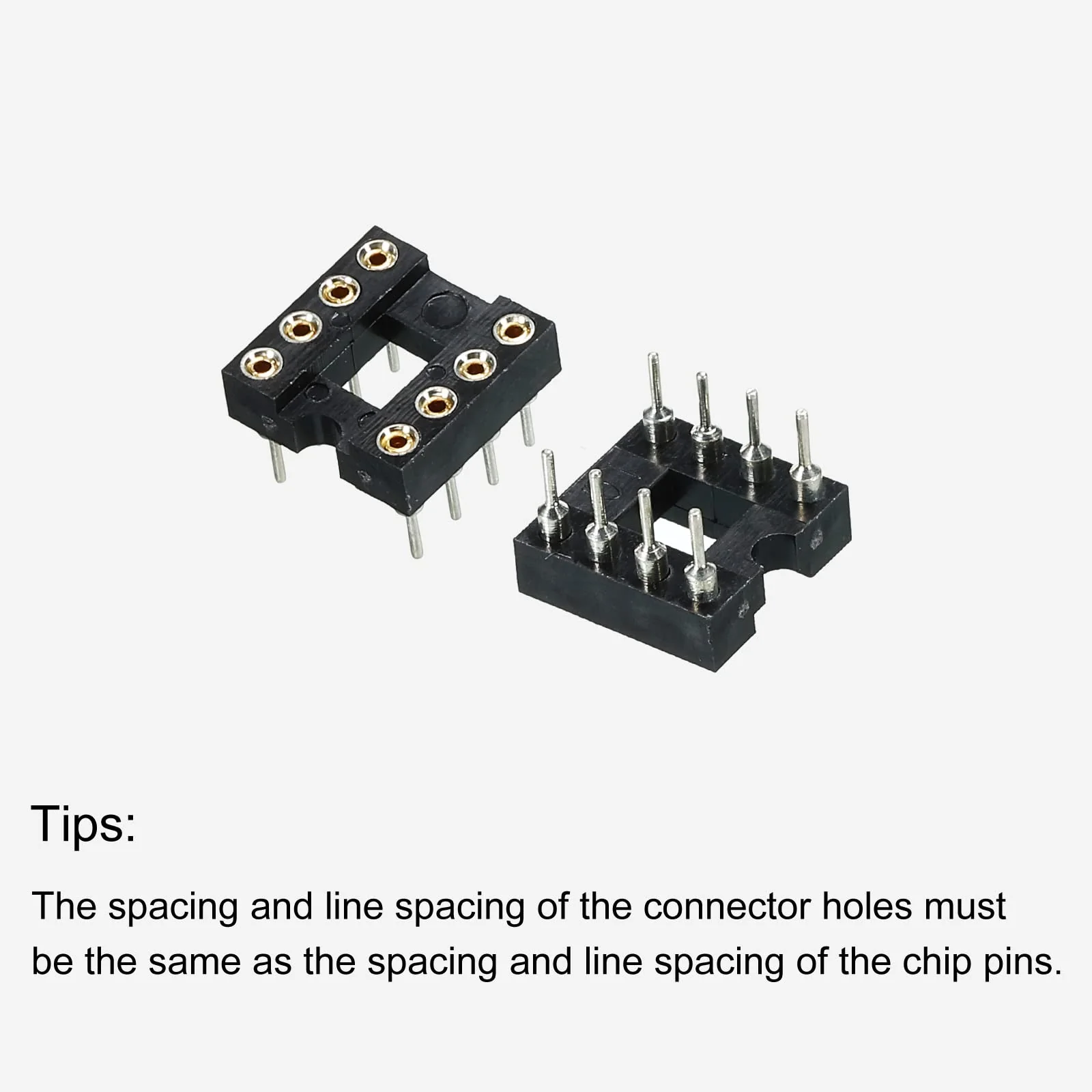 sourcing map DIP IC Chip Socket Adapter Flat Pin 8P 2.54 mm Pitch IC Socket for PCB Board Chip, 6 Pack - Image 4
