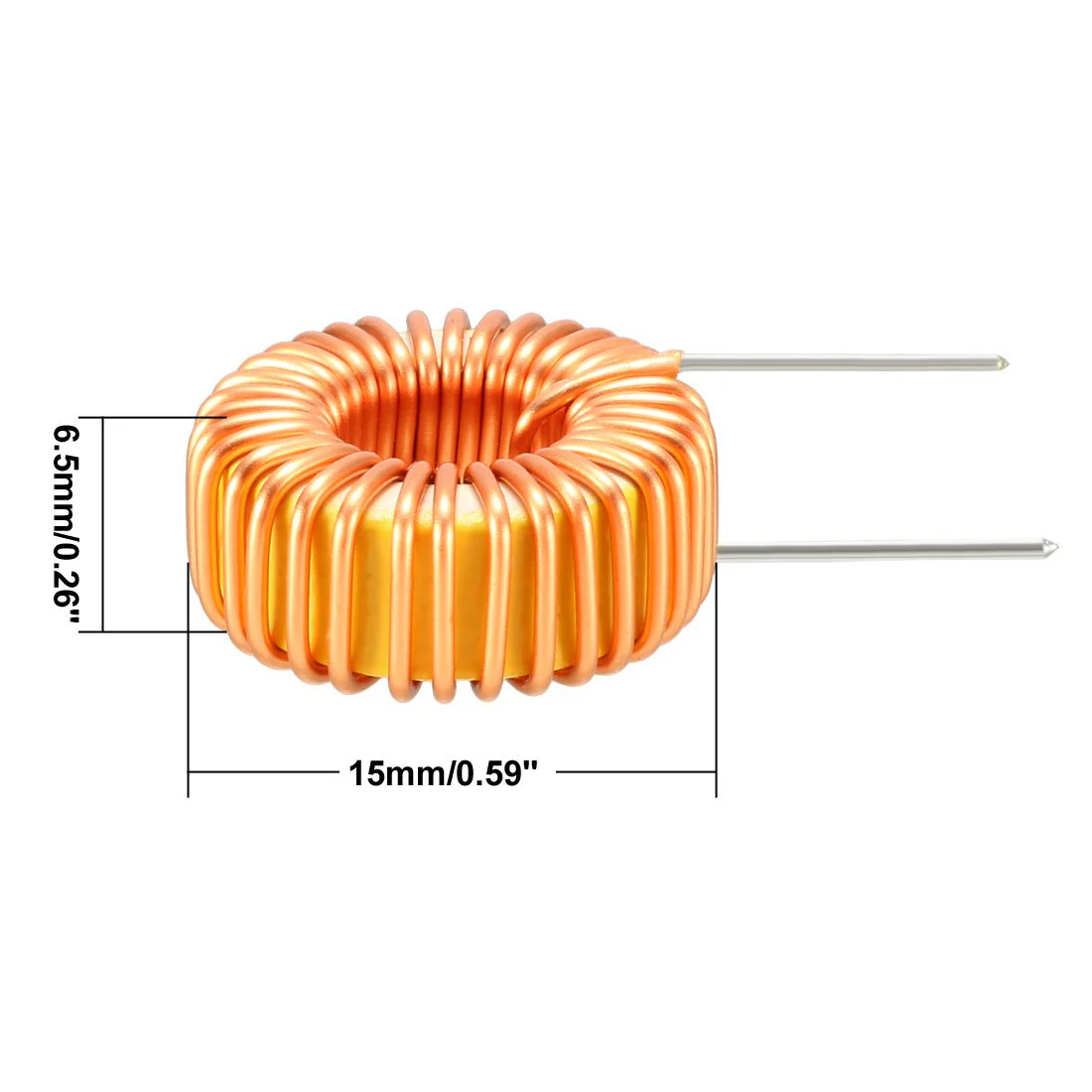 sourcing map Horizontal Toroid Induction Magnetic Single Layer Inductor 47uH 5A Coil DE de Pack of 10 - Image 4
