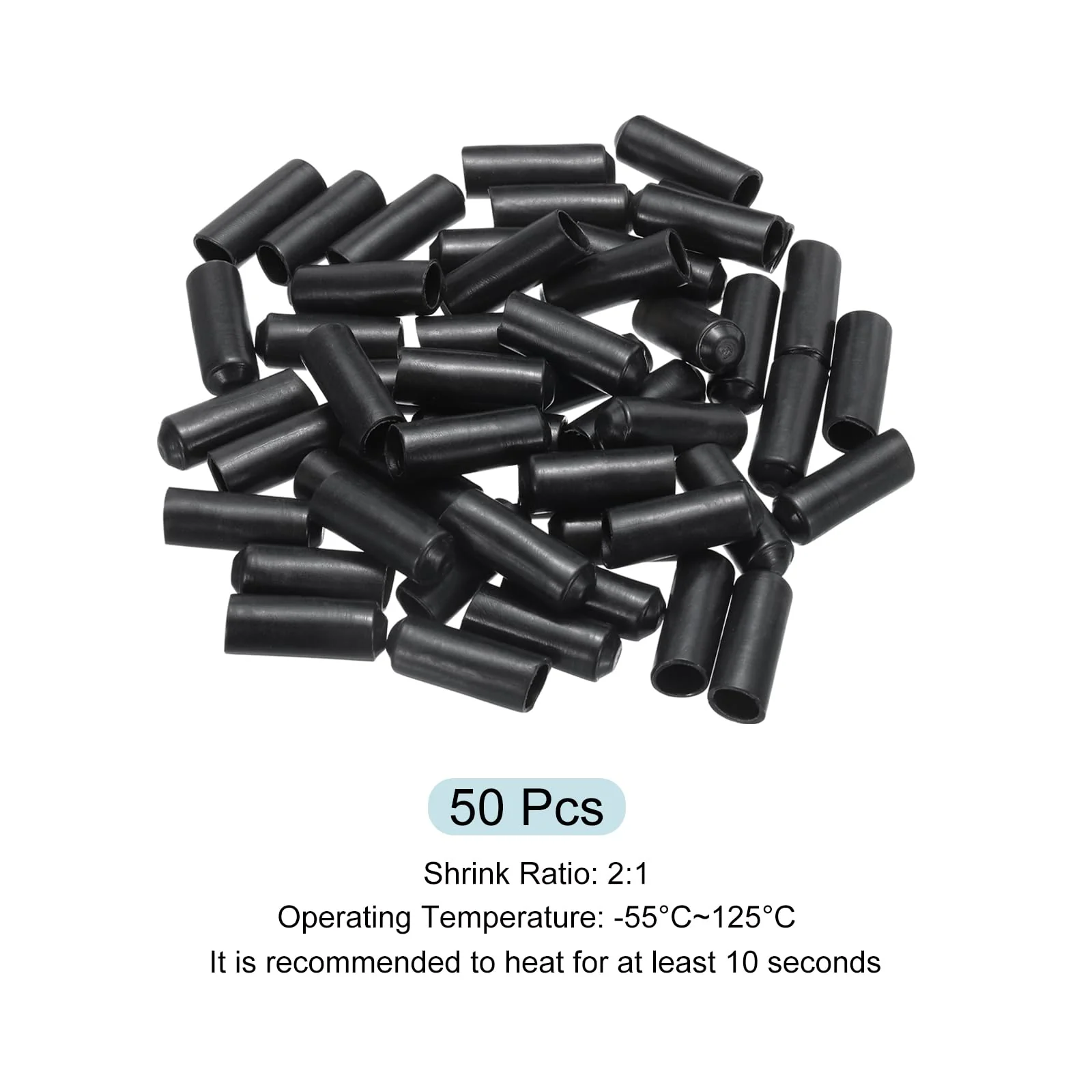 sourcing map Shrinking End Cap 8 mm ID x 25 mm L 2:1 Waterproof Electric Drath Wrap Adhesive Lined Sealed Heat Shrink Tube Caps for Drath Cable Pack of 50 - Image 3