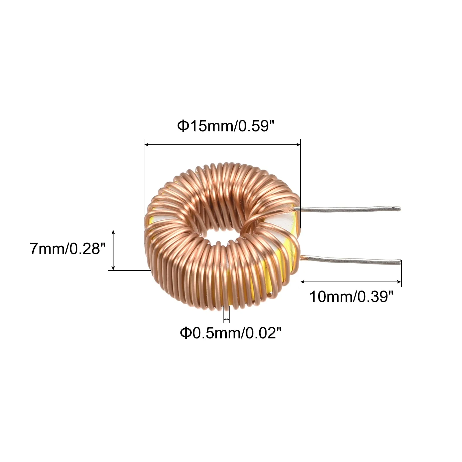 sourcing map Toroid Inductance Copper Coils Magnetic Inductance 100uH 3A for DIY Circuit Board Pack of 5 - Image 2