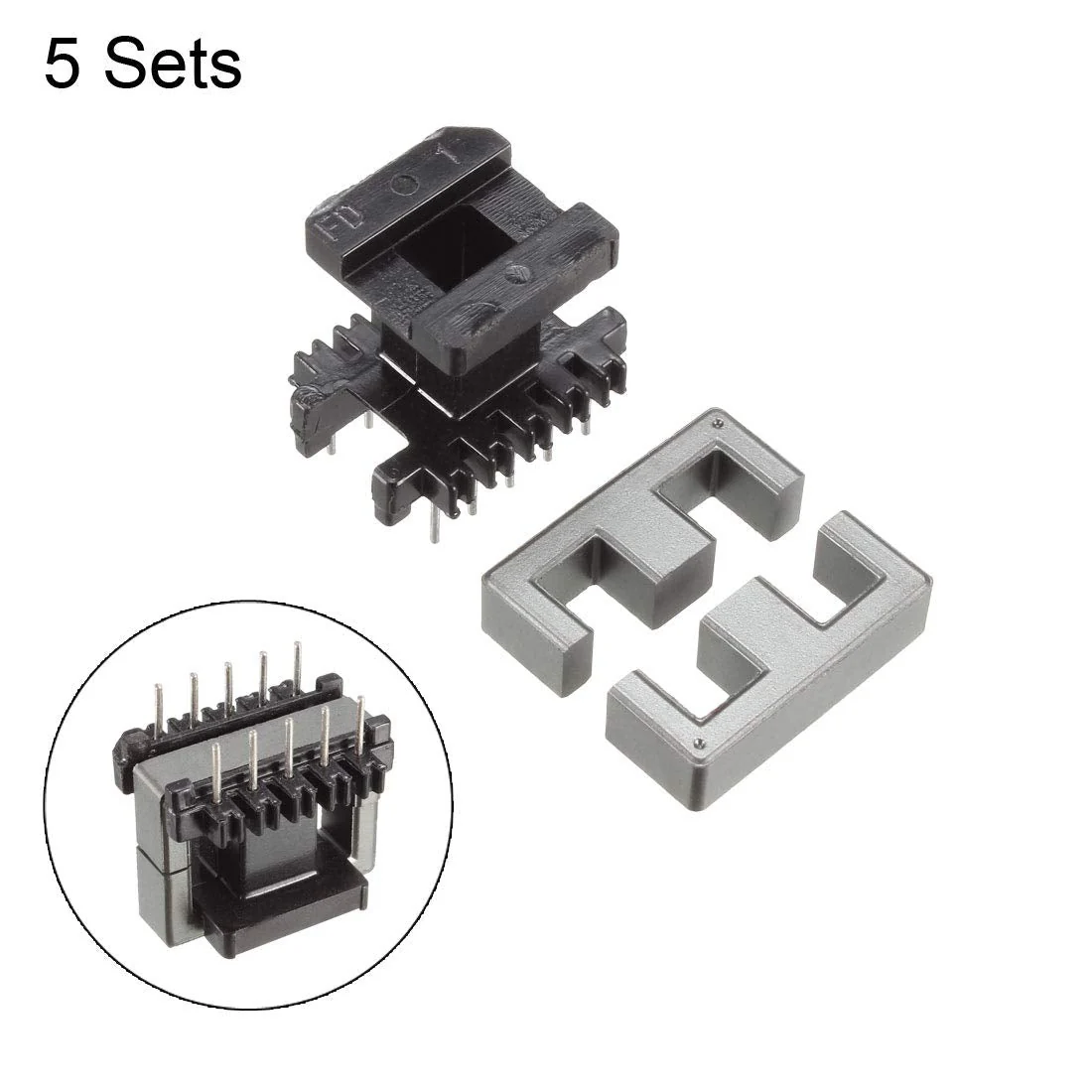 sourcing map Transformer Coils Ferrite Core Vertical Ferrite Halves and Coil Set 5 Sets EE25 - Image 2
