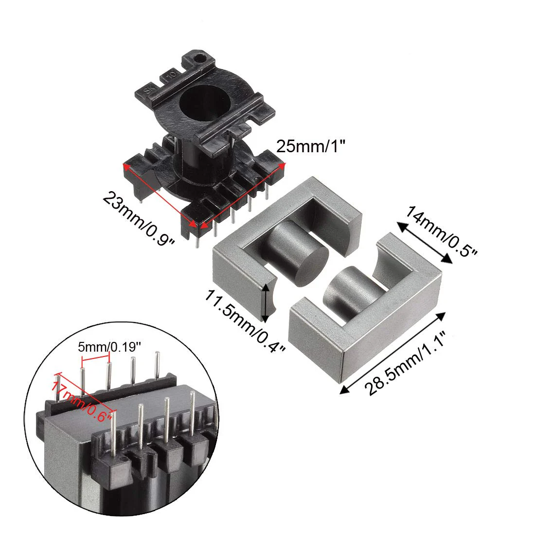sourcing map Transformer Coils Ferrite Core Vertical Ferrite Halves and Coil Set of 4 EC28 - Image 2