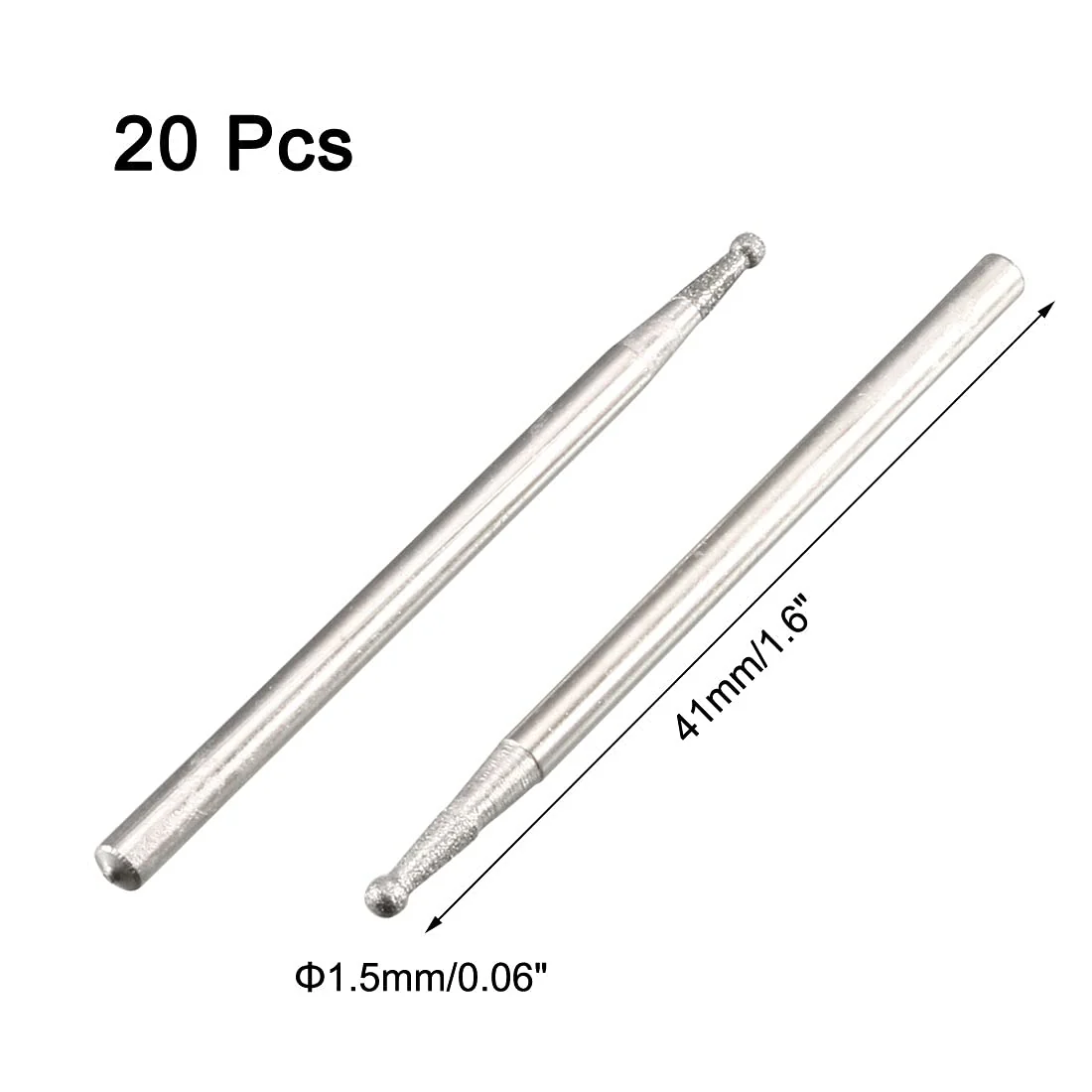 Sourcingmap 2.35mm Shank 1.5mm Dia Diamond Head Ball Shaped Grinding Mounted Point Bit 20pcs - Image 2
