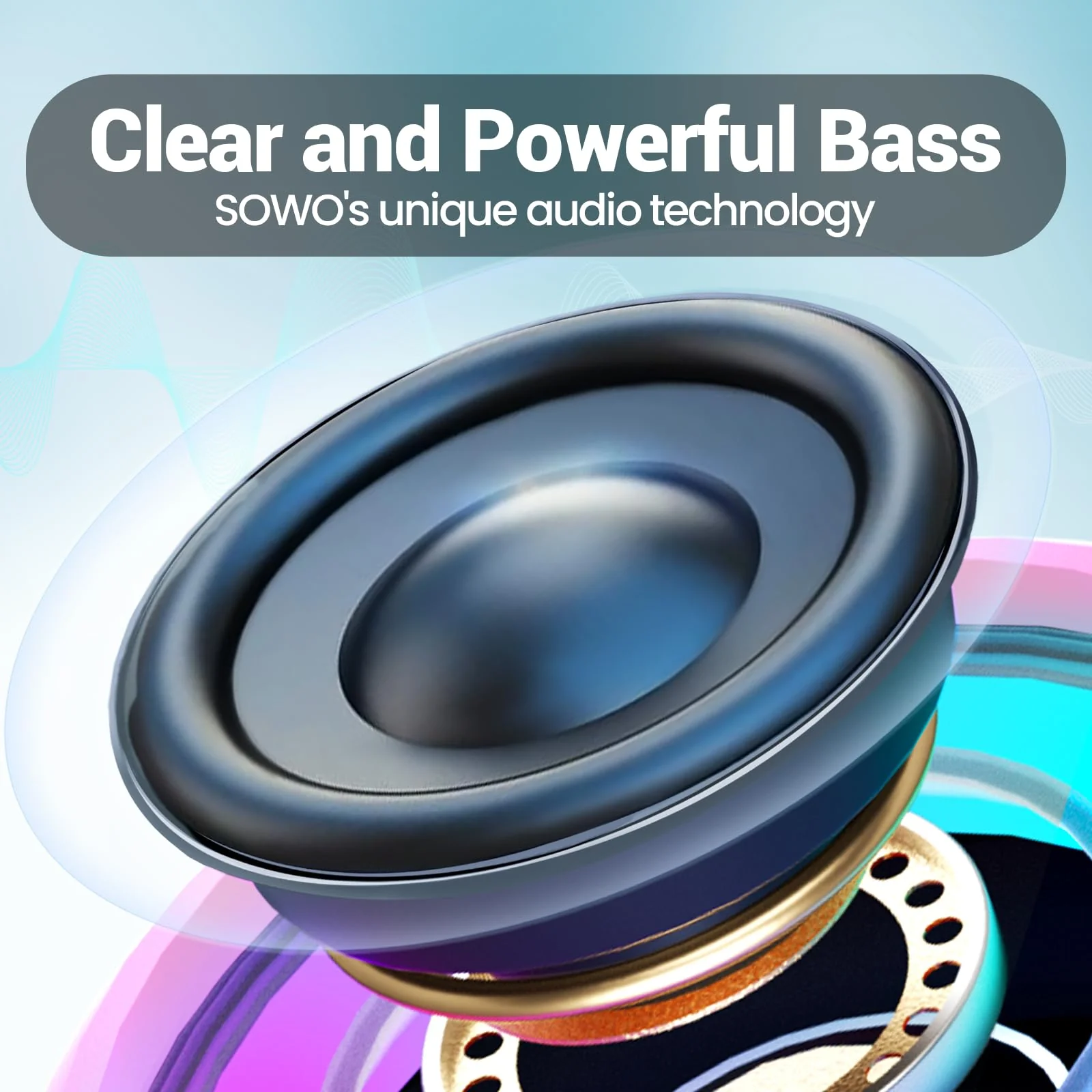 SOWO Small Waterproof Speaker Bluetooth Portable Wireless - Clip Speaker for Shower - Powerful Bass and Louder Volume - Colorful Lights and Lightweight for Travel,Kitchen,Pool - Pink - Image 2