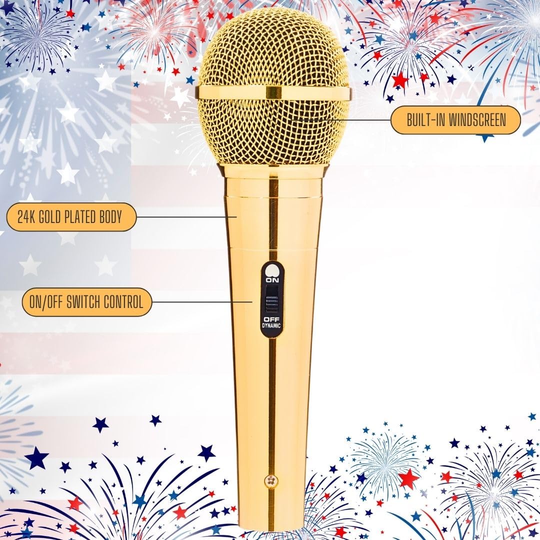 Sparkle Gold Cardioid Dynamic Vocal Wire Microphone with 10FT XLR Cable - Image 4
