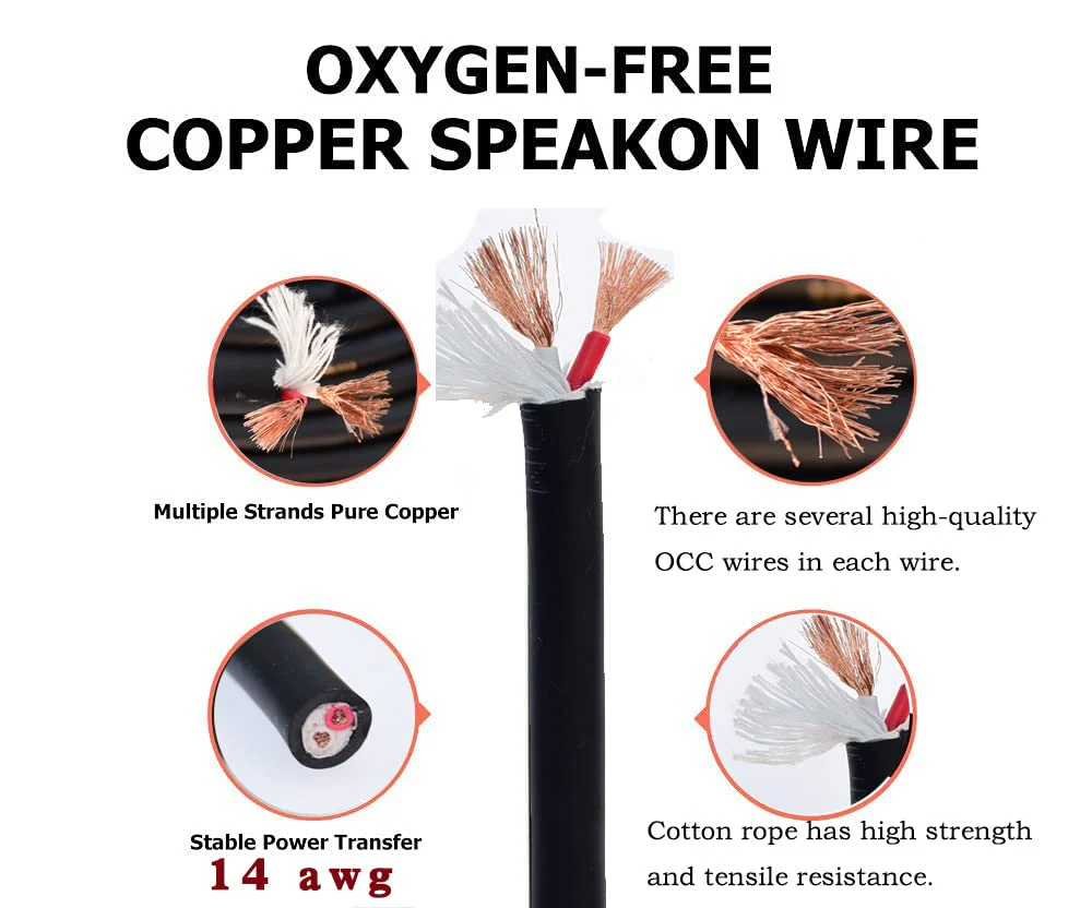 Speak on 2Pcs Professional Speakon to 1/4 Inch ts Speaker Cable for pa Jack Pair 14 awg Gauge Male Audio Port Plug Amplifier Connection dj amp Heavy Duty bocina Cord Wire ft with Twist Lock(3 feet) 3 feet - Image 2