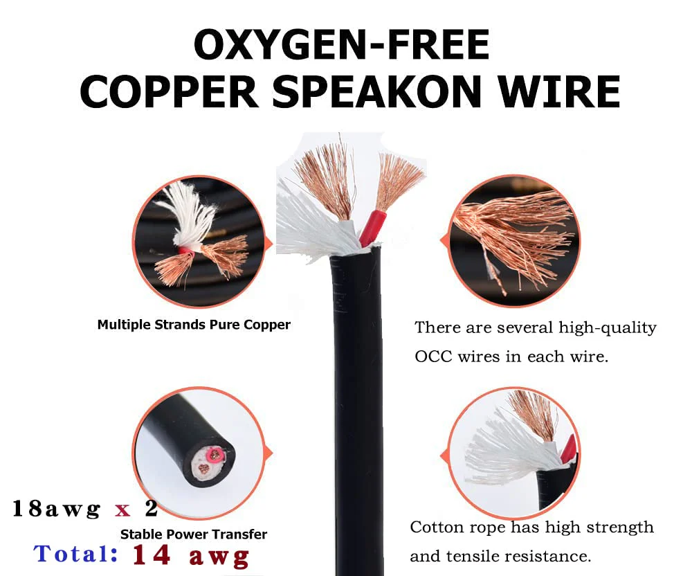 Speak on 2Pcs Professional Speakon to 1/4 Inch ts Speaker Cable for pa Jack Pair 18 awg Gauge Male Audio Port Plug Amplifier Connection dj amp Heavy Duty bocina Cord Wire ft with Twist Lock(15 feet) 15 feet - Image 2