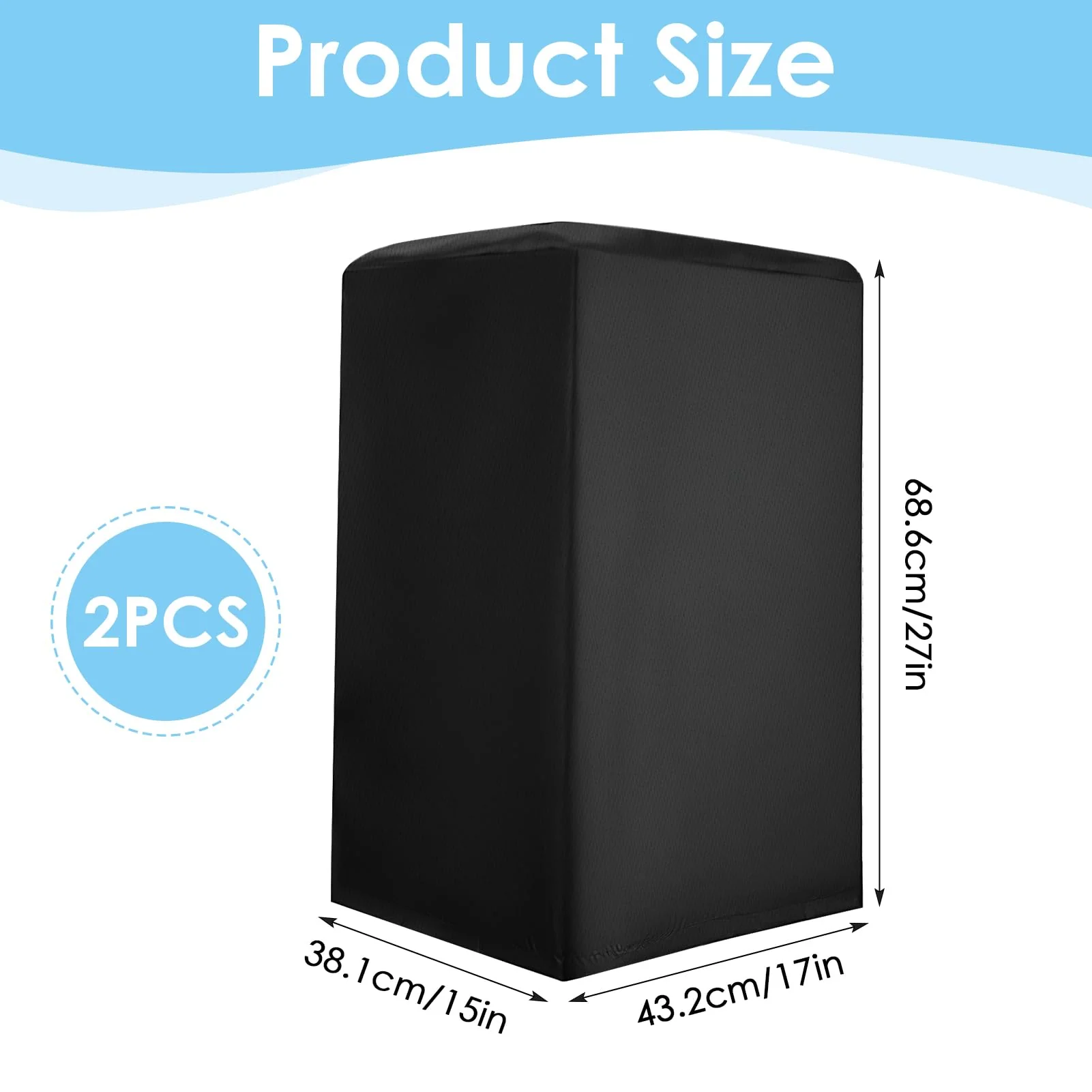 Speaker Cover, Outdoor Speaker Covers for PA/DJ Lightweight Powered Speaker, UV Protection Water Resistant Dustproof 210D Oxford Cloth Speaker Covers (2 PCS) (Black, 12 Inch) Black - Image 2