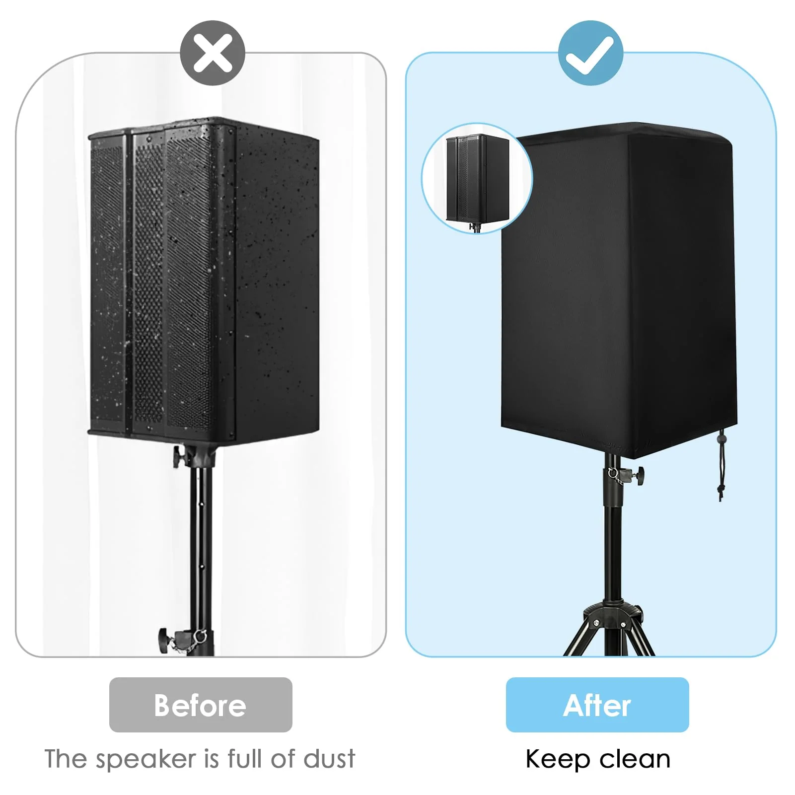 Speaker Cover, Outdoor Speaker Covers for PA/DJ Lightweight Powered Speaker, UV Protection Water Resistant Dustproof 210D Oxford Cloth Speaker Covers (2 PCS) (Black, 12 Inch) Black - Image 5
