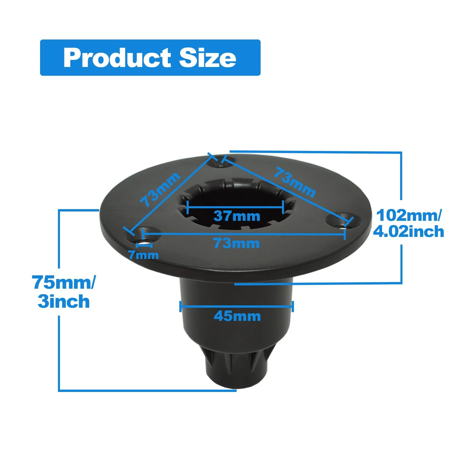 Speaker Mount Adapter with M20 Threading,4.02"x3",Metal Speaker Stand Top Hat with M20 Threading, 102X75mm (2 Packs Black) 102X75+M20 - Image 6