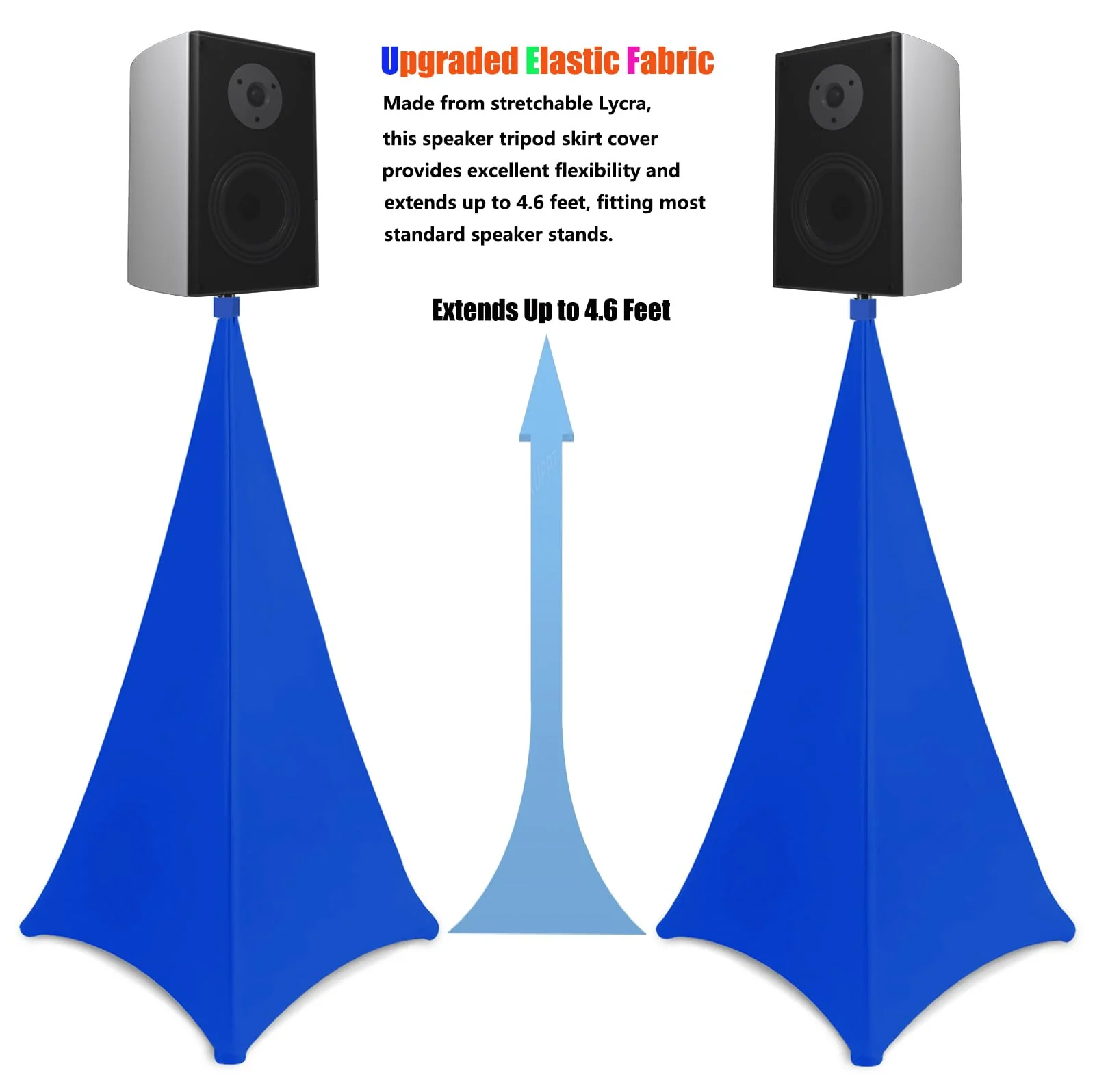 Speaker Stand Cover, Tripod Scrim Cover for Speaker & Lighting Stands, Ideal for Weddings, Banquets & DJ Events (2-Pack, Blue) 2-Pack, Blue - Image 2
